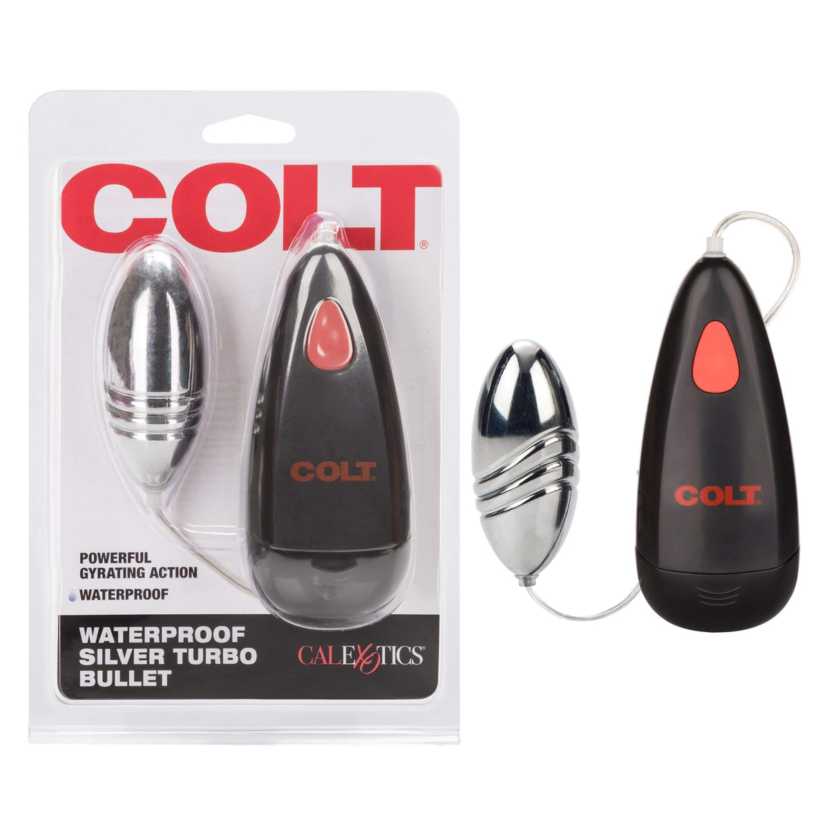 California Exotics - COLT Waterproof Silver Turbo Bullet Vibrator with Remote (Silver) Wired Remote Control Egg (Vibration) Non Rechargeable 716770089113 CherryAffairs