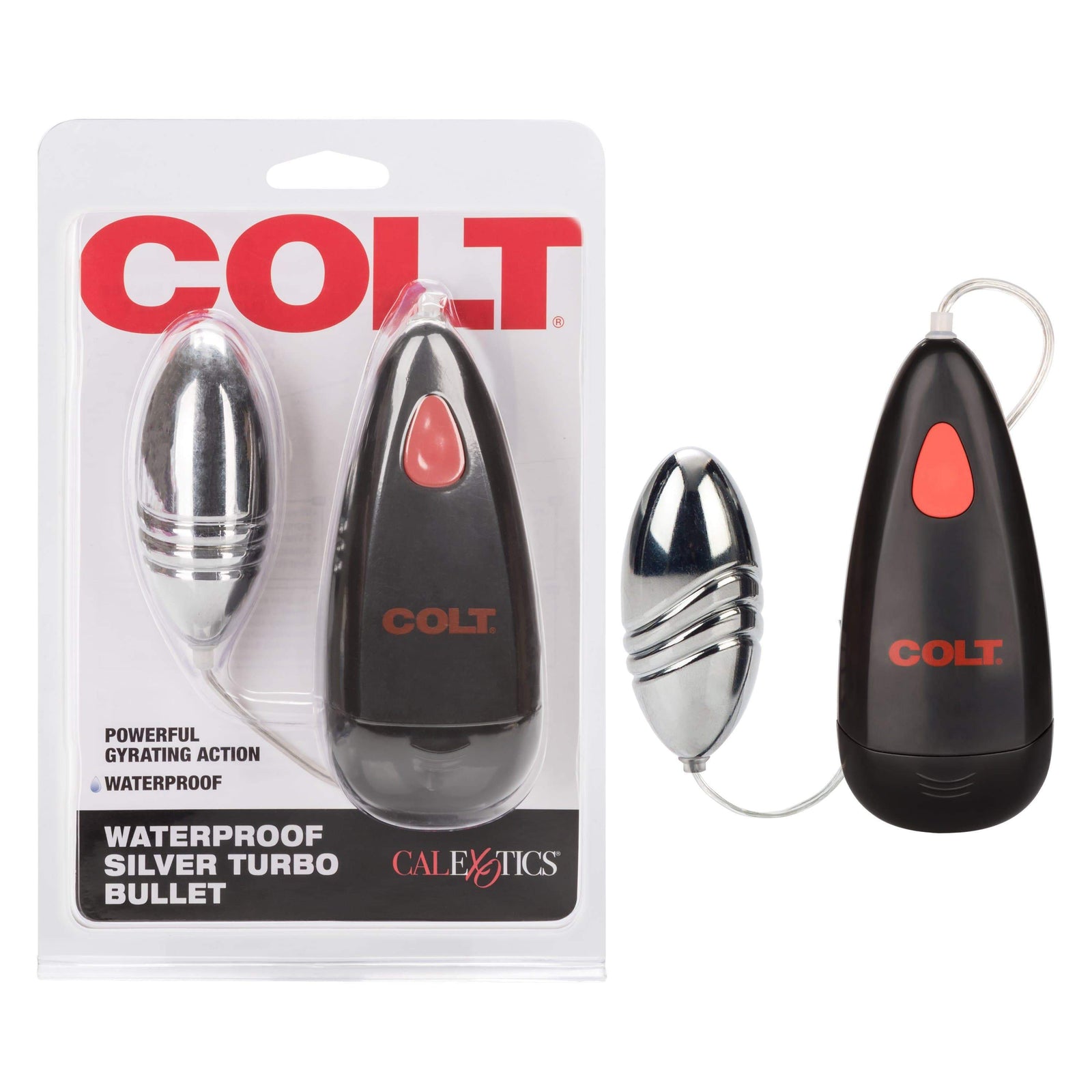 California Exotics - COLT Waterproof Silver Turbo Bullet Vibrator with Remote (Silver) Wired Remote Control Egg (Vibration) Non Rechargeable 716770089113 CherryAffairs