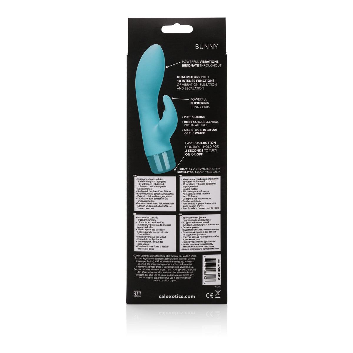 California Exotics - Eden Silicone Waterproof Bunny Vibrator (Blue) Rabbit Dildo (Vibration) Non Rechargeable Singapore