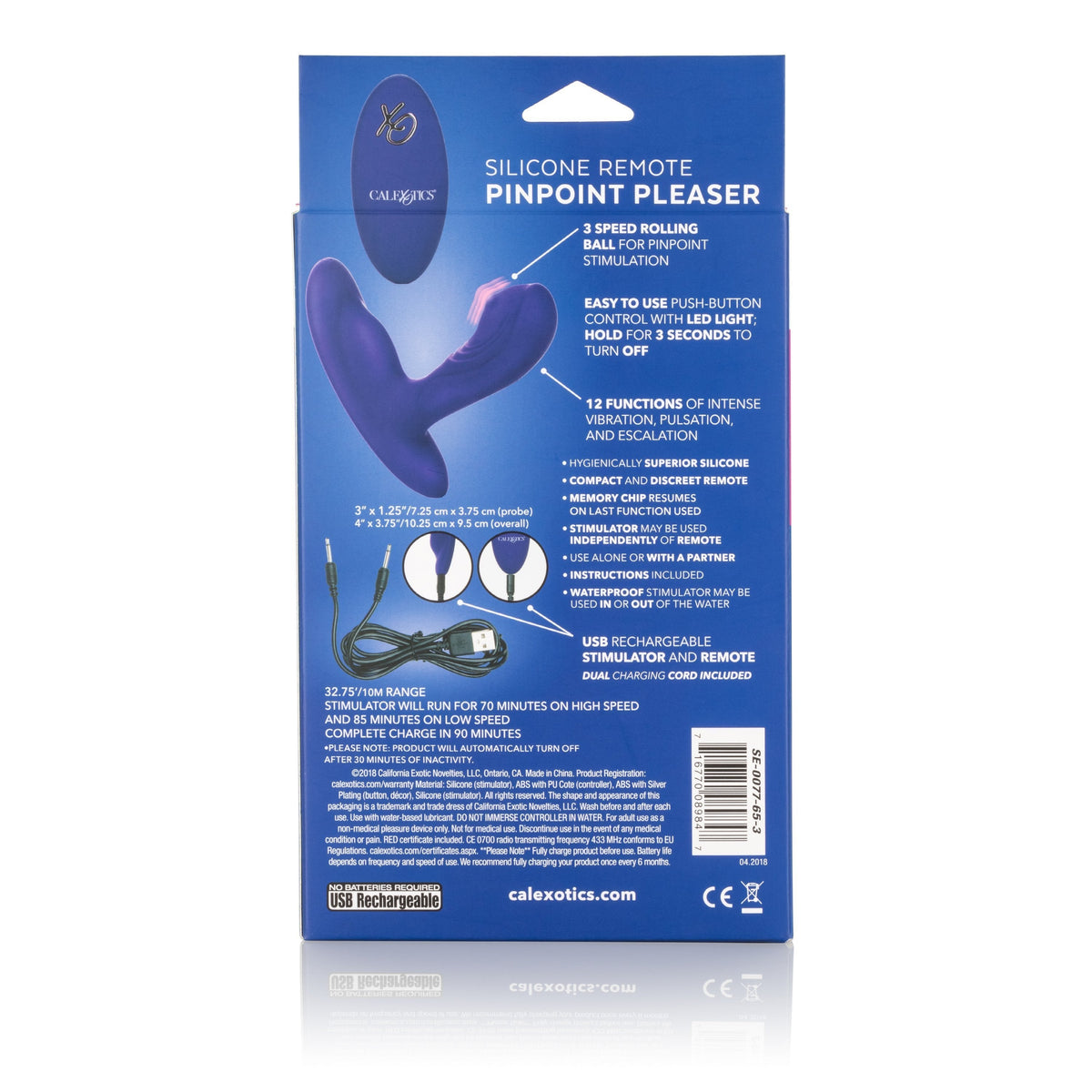 California Exotics - Silicone Remote Pinpoint Pleaser Prostate Massager (Purple) Prostate Massager (Vibration) Rechargeable