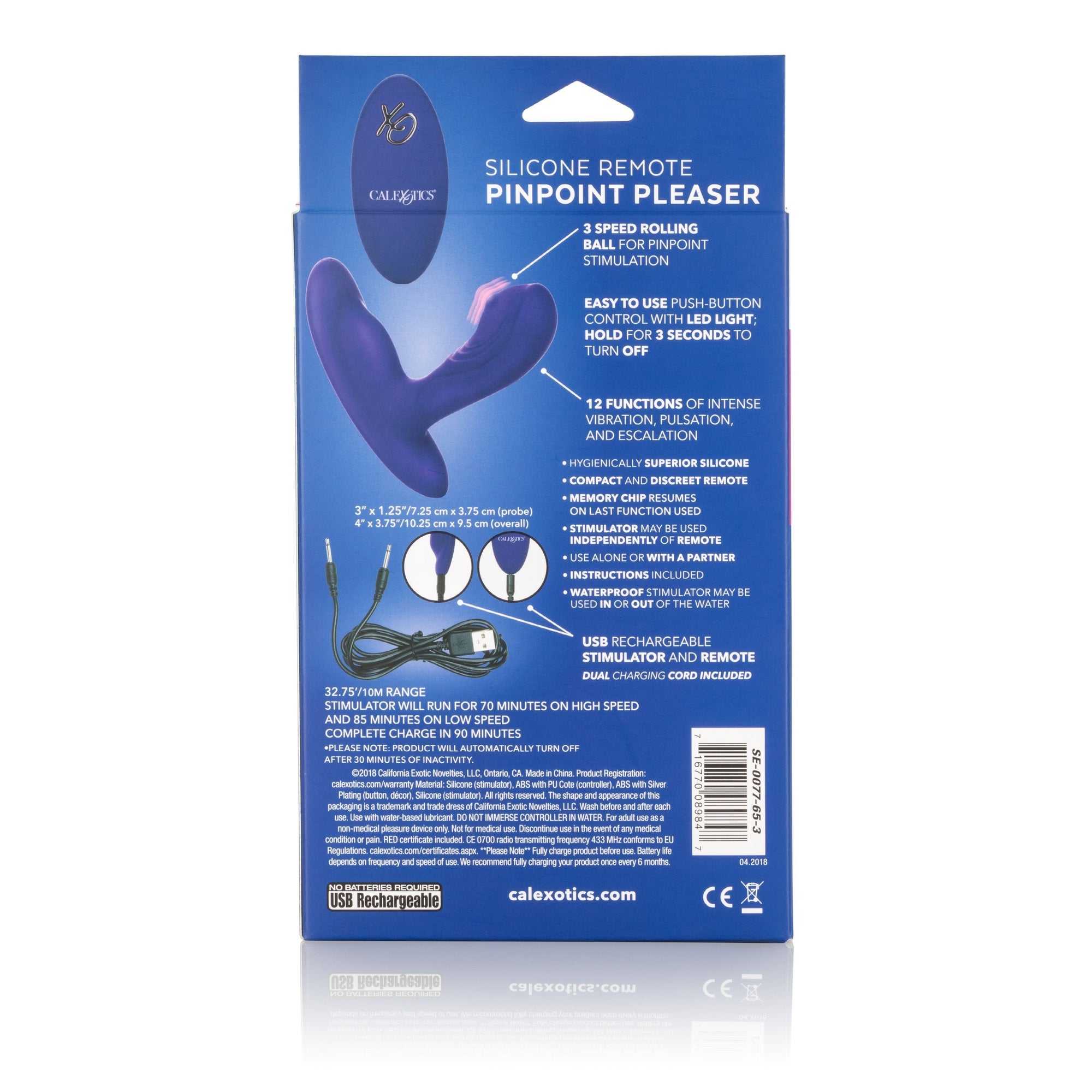 California Exotics - Silicone Remote Pinpoint Pleaser Prostate Massager (Purple) Prostate Massager (Vibration) Rechargeable