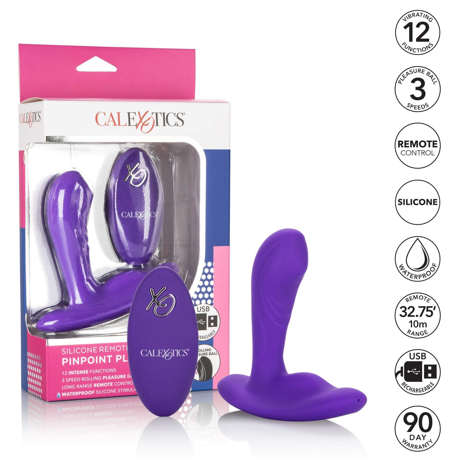 California Exotics - Silicone Remote Pinpoint Pleaser Prostate Massager (Purple) Prostate Massager (Vibration) Rechargeable