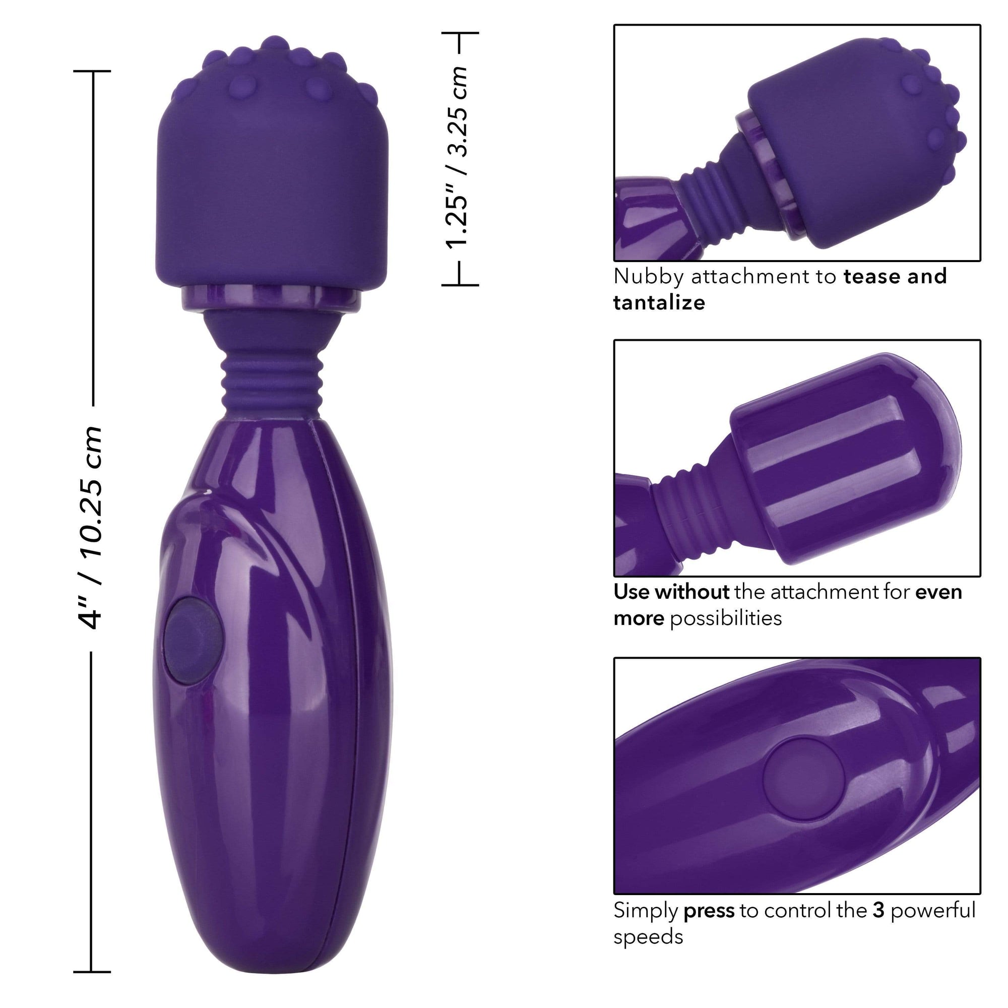 California Exotics - Tiny Teasers Nubby Mini Wand Massager (Purple) Mini Wand Massagers (Vibration) Non Rechargeable 716770089885 CherryAffairs
