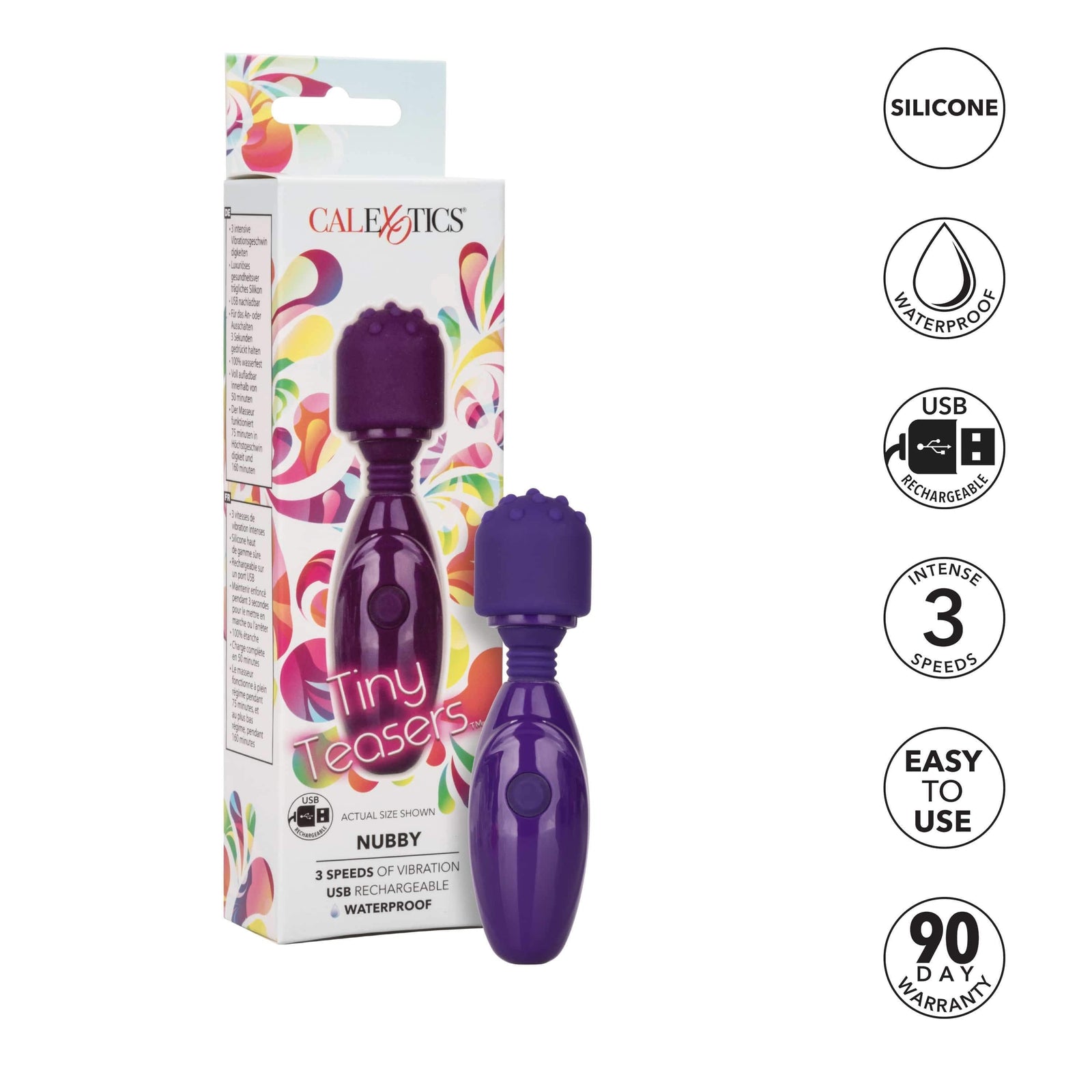 California Exotics - Tiny Teasers Nubby Mini Wand Massager (Purple) Mini Wand Massagers (Vibration) Non Rechargeable Durio Asia