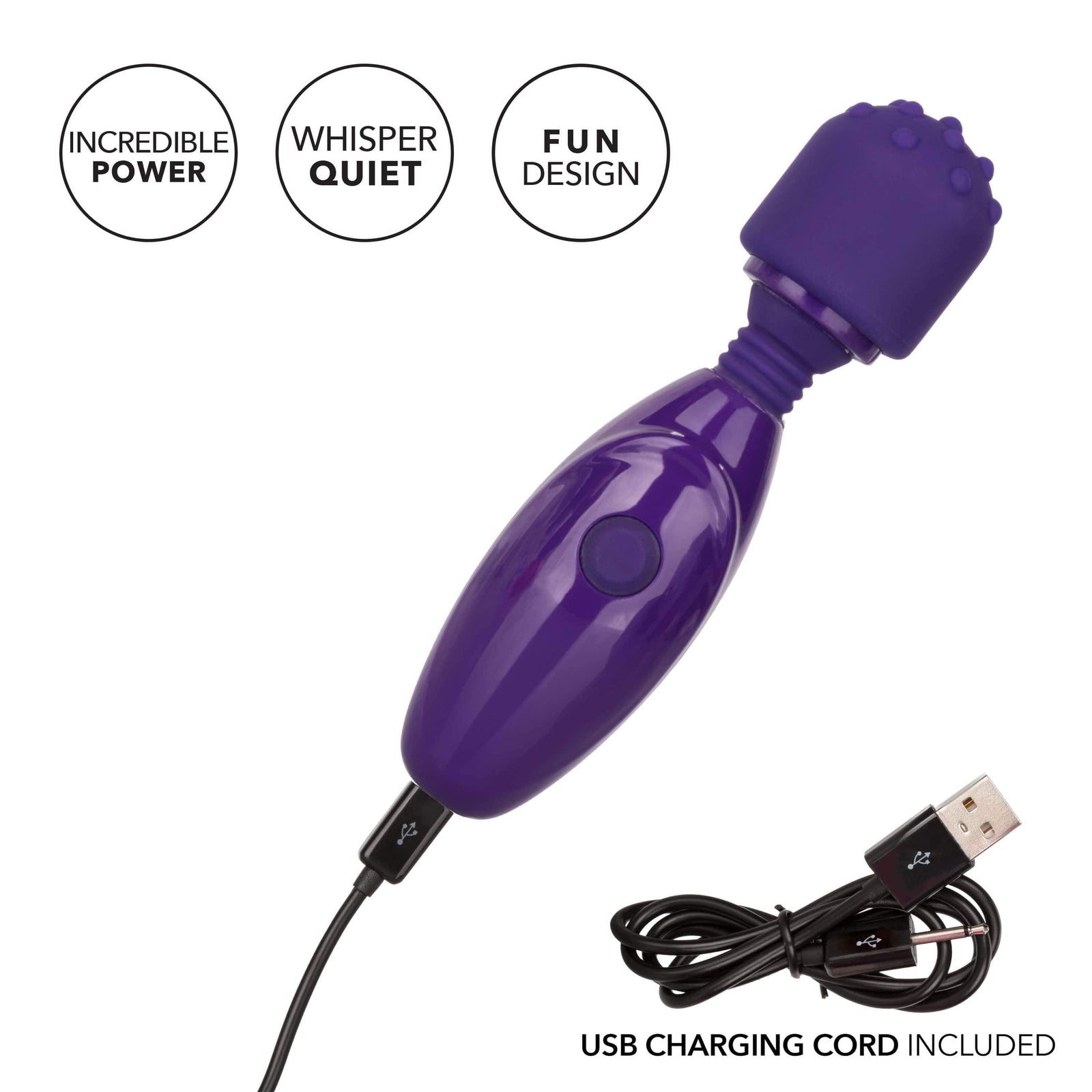 California Exotics - Tiny Teasers Nubby Mini Wand Massager (Purple) Mini Wand Massagers (Vibration) Non Rechargeable 716770089885 CherryAffairs