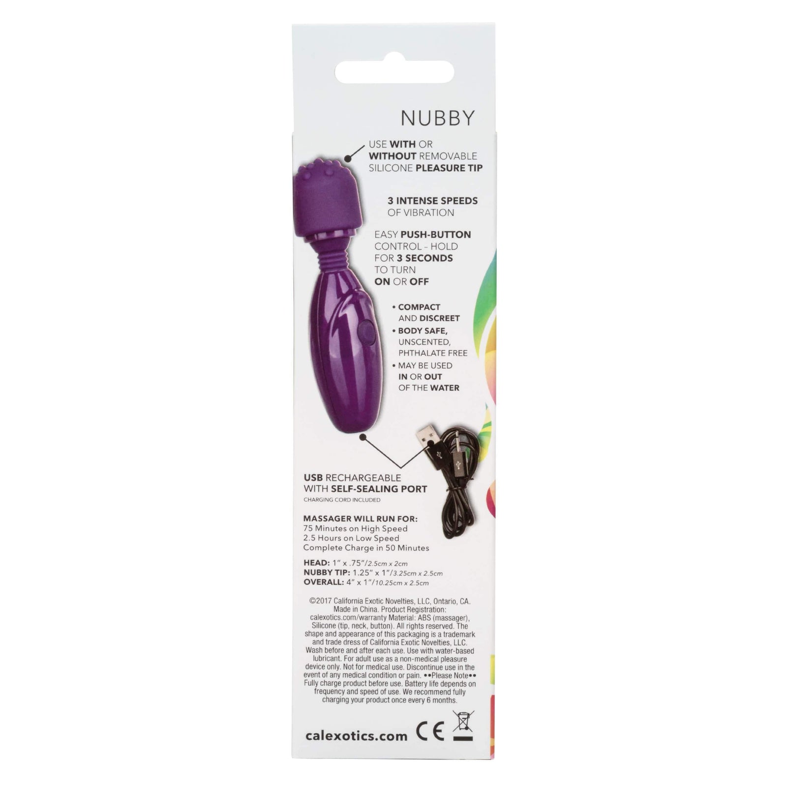California Exotics - Tiny Teasers Nubby Mini Wand Massager (Purple) Mini Wand Massagers (Vibration) Non Rechargeable 716770089885 CherryAffairs