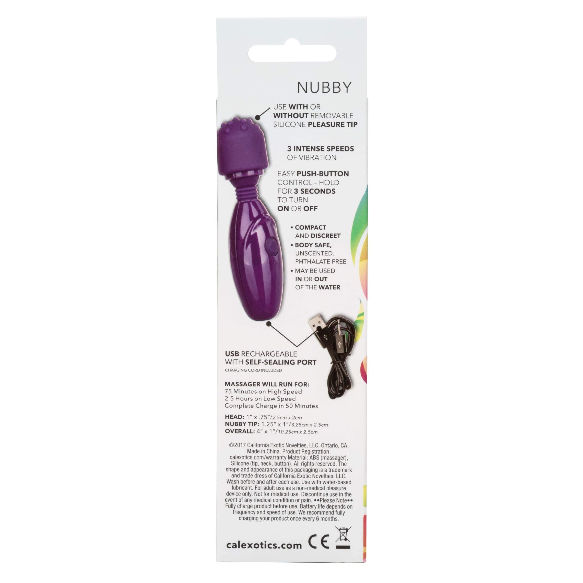 California Exotics - Tiny Teasers Nubby Mini Wand Massager (Purple) Mini Wand Massagers (Vibration) Non Rechargeable 716770089885 CherryAffairs