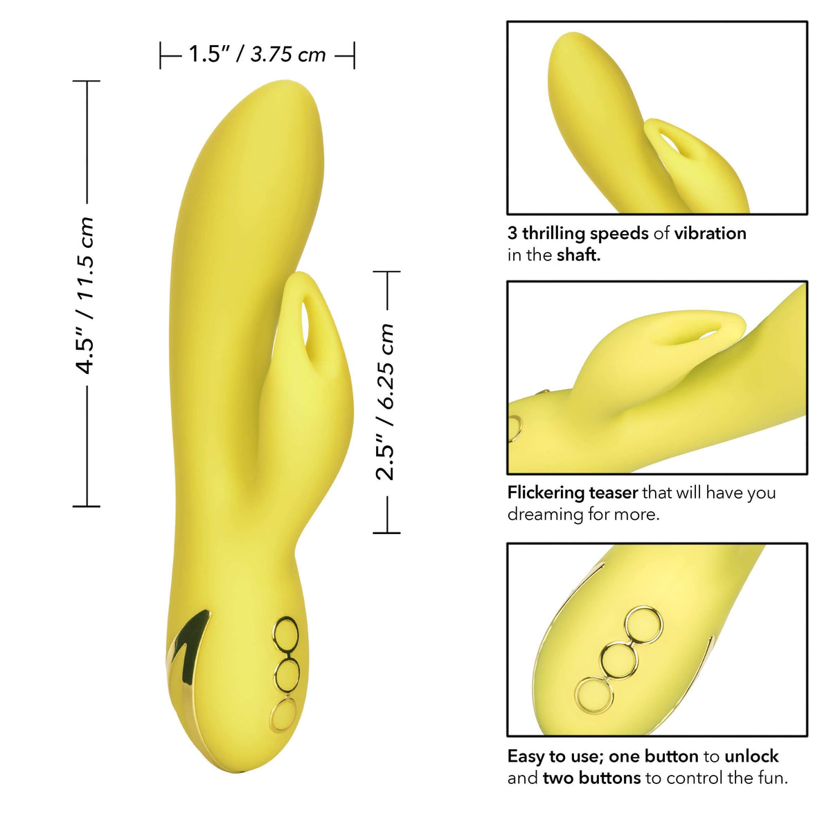 California Exotics - California Dreaming Venice Vixen Rabbit Vibrator (Yellow) Rabbit Dildo (Vibration) Rechargeable 716770090591 CherryAffairs