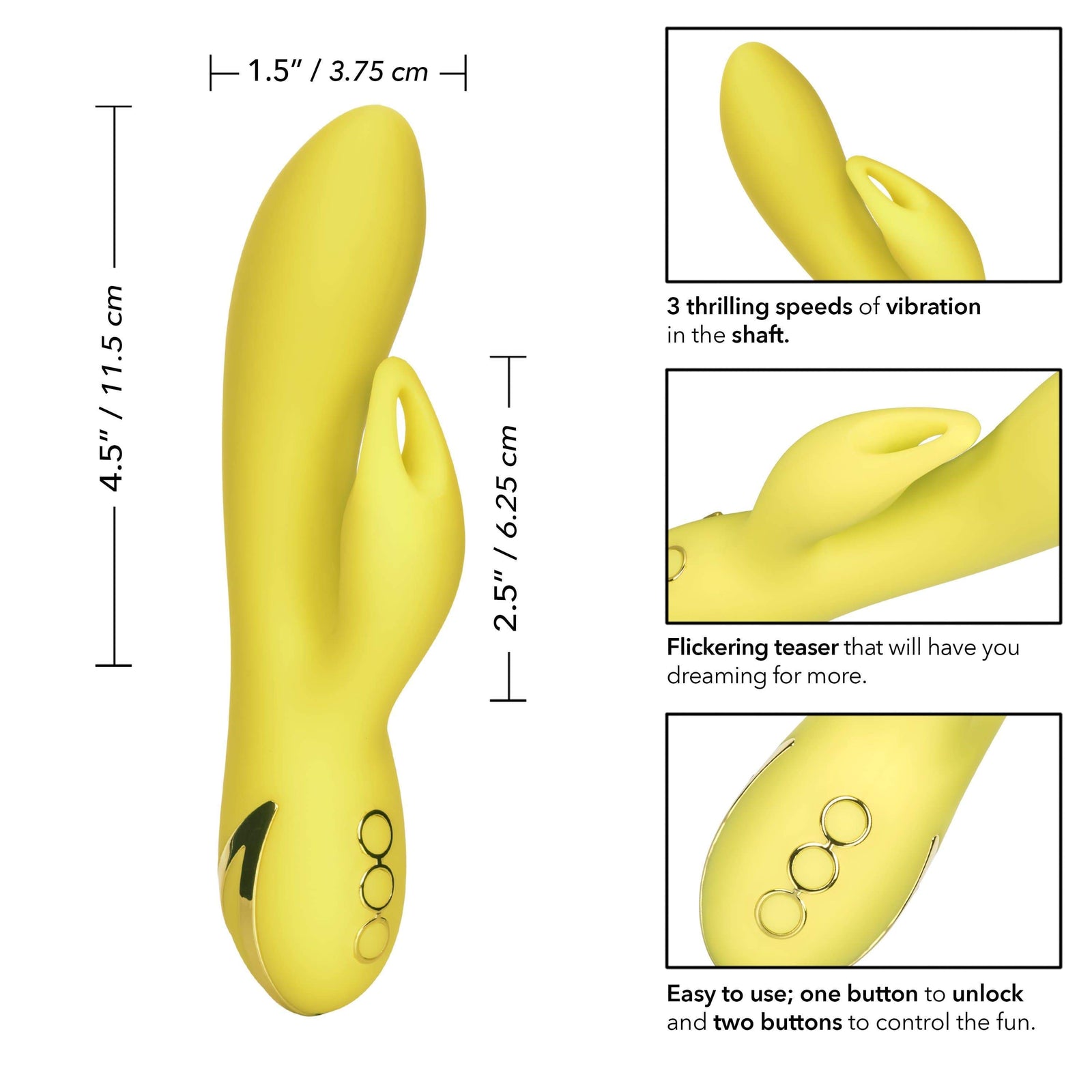 California Exotics - California Dreaming Venice Vixen Rabbit Vibrator (Yellow) Rabbit Dildo (Vibration) Rechargeable 716770090591 CherryAffairs