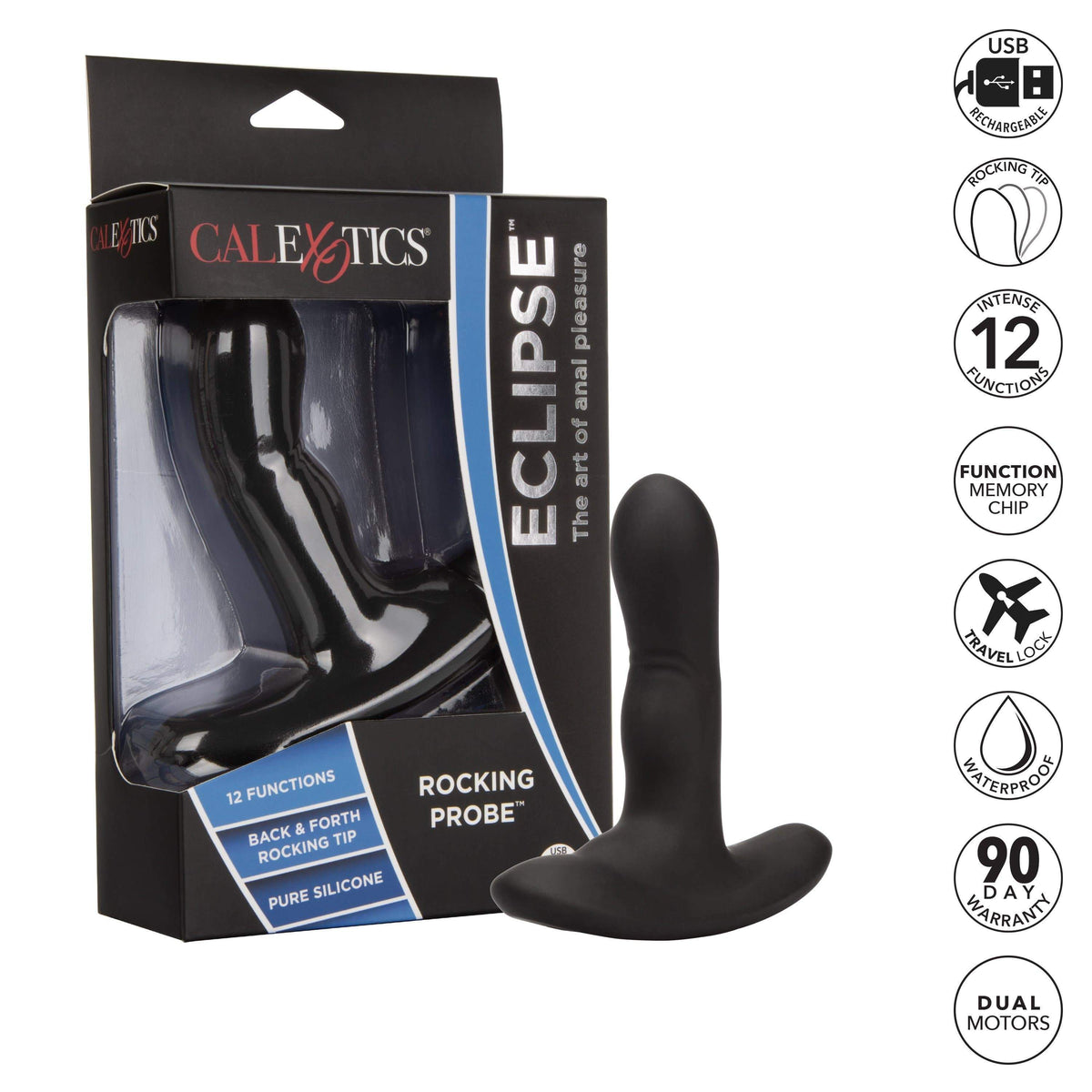 California Exotics - Eclipse Rocking Probe Prostate Massager (Black) Prostate Massager (Vibration) Rechargeable 716770090676 CherryAffairs