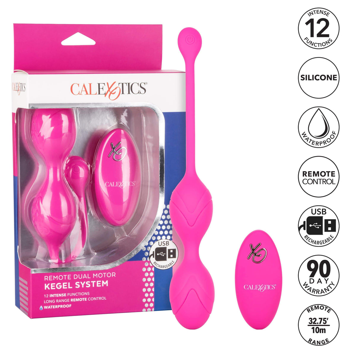 California Exotics - Remote Dual Motor Kegel System (Pink) Kegel Balls (Vibration) Rechargeable Durio Asia