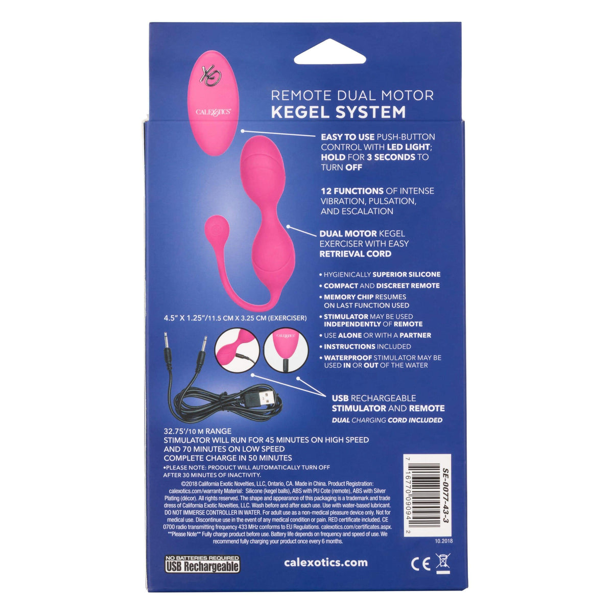 California Exotics - Remote Dual Motor Kegel System (Pink) Rabbit Dildo (Vibration) Rechargeable