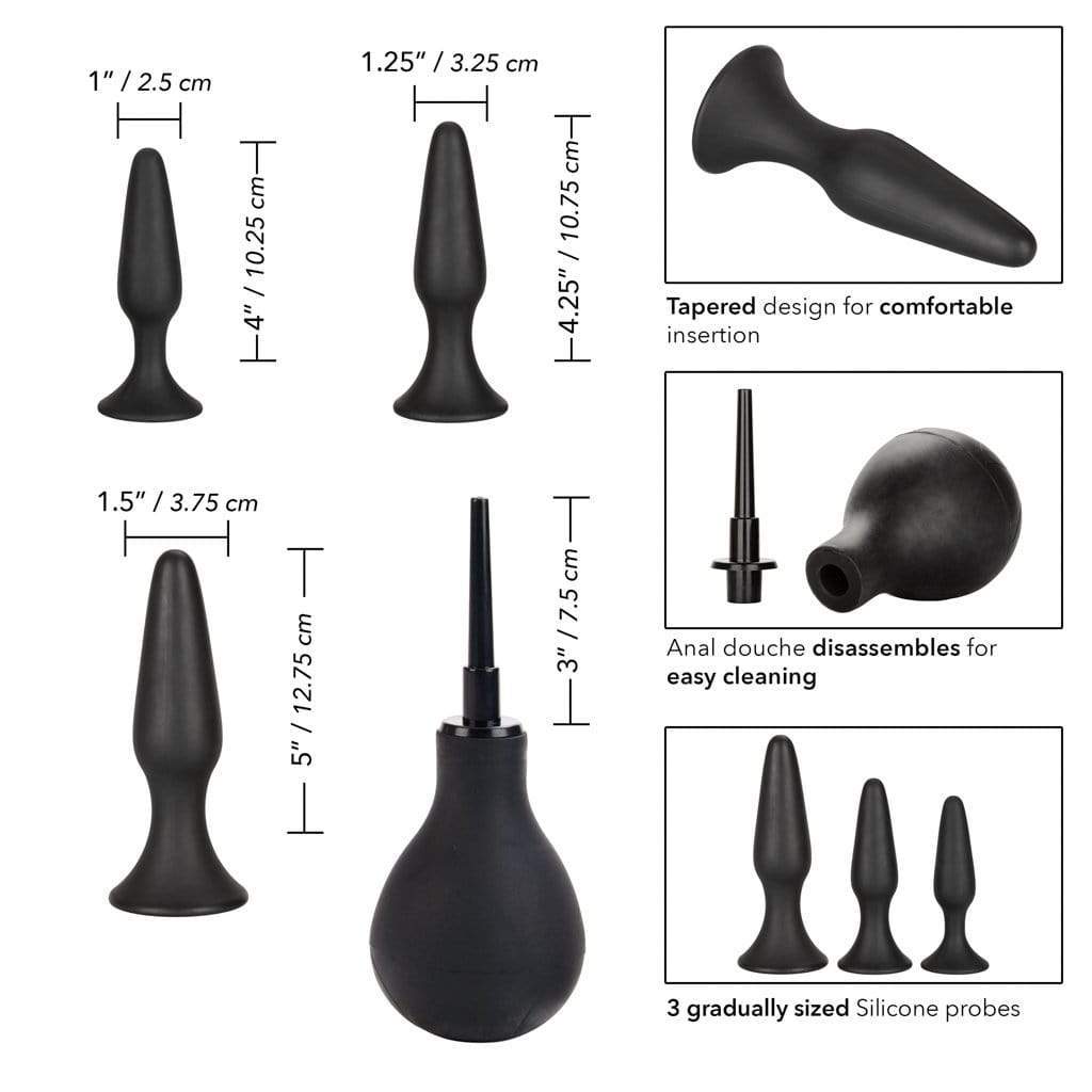 California Exotics - Ultimate Douche Plus Silicone Probes Anal Kit (Black) Anal Kit (Non Vibration) 716770091017 CherryAffairs