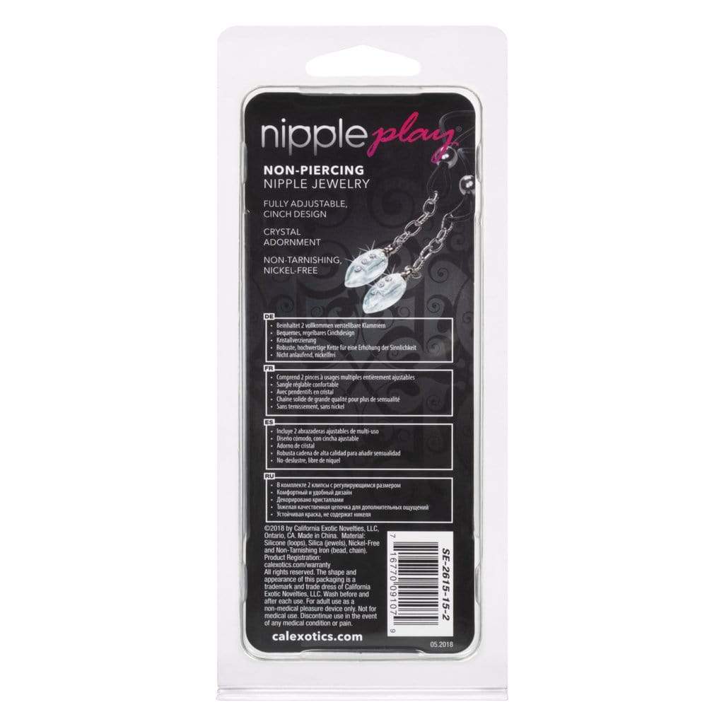 California Exotics - Nipple Play Non Piercing Nipple Jewelry Crystal Teardrop (Black) Nipple Clamps (Non Vibration) 716770091079 CherryAffairs
