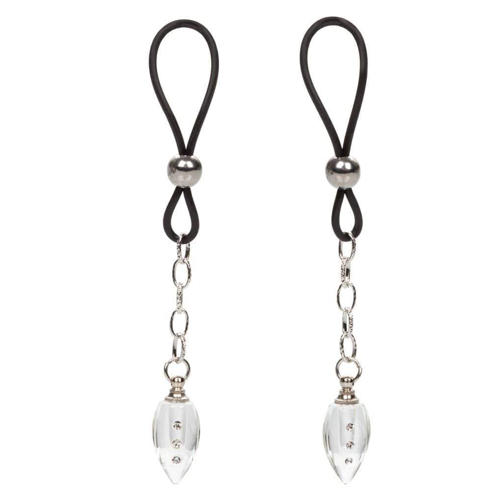 California Exotics - Nipple Play Non Piercing Nipple Jewelry Crystal Teardrop (Black) Nipple Clamps (Non Vibration) 716770091079 CherryAffairs