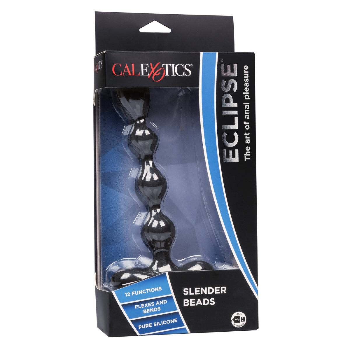 California Exotics - Eclipse Vibrating Slender Anal Beads (Black) - Black - Anal Beads (Vibration) Rechargeable