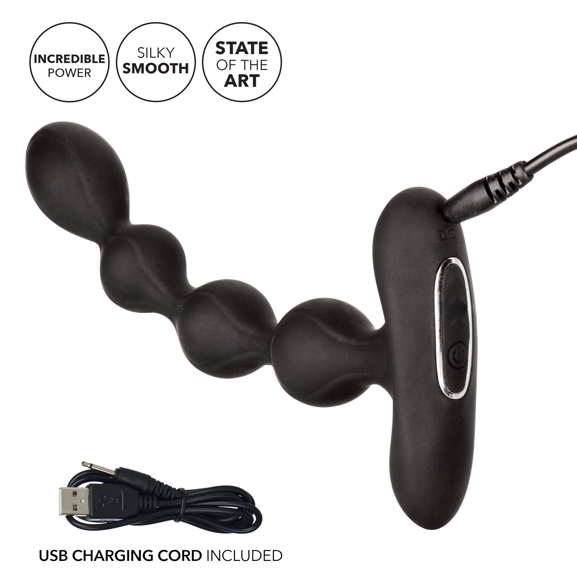 California Exotics - Eclipse Vibrating Slender Anal Beads (Black) - Black - Anal Beads (Vibration) Rechargeable