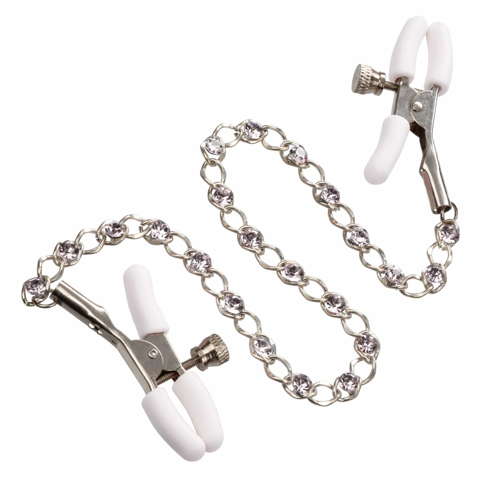 California Exotics - Nipple Play Crystal Chain Nipple Clamps (Silver) Nipple Clamps (Non Vibration) 716770091215 CherryAffairs