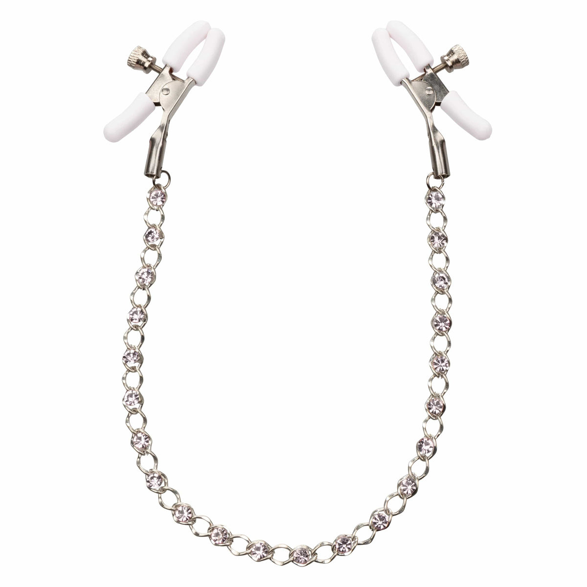 California Exotics - Nipple Play Crystal Chain Nipple Clamps (Silver) Nipple Clamps (Non Vibration) 716770091215 CherryAffairs