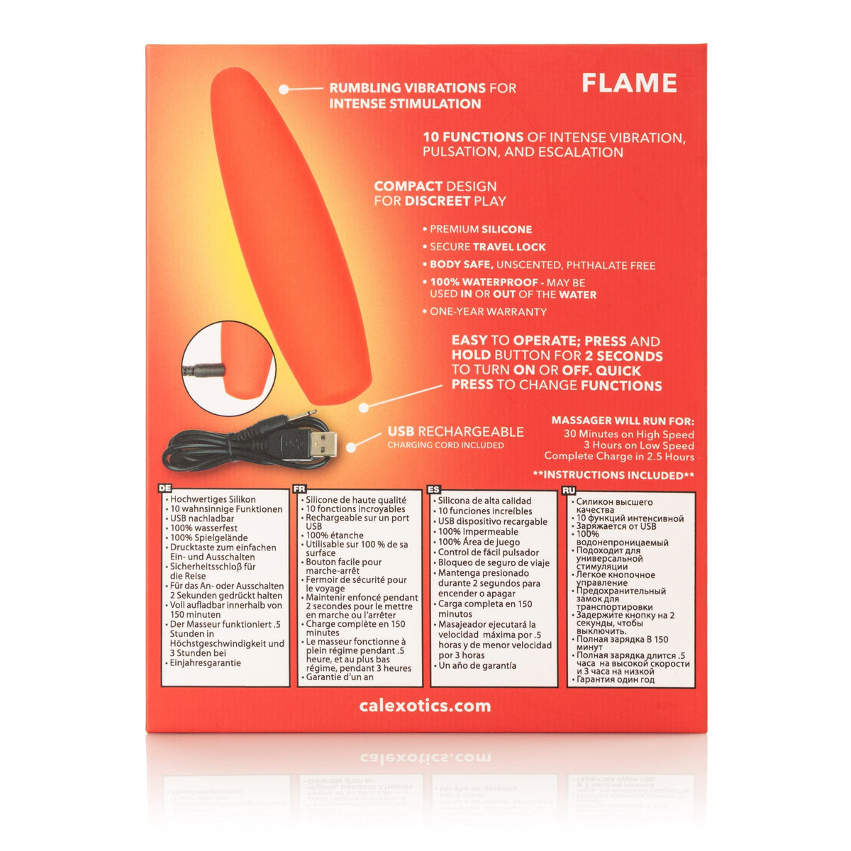 California Exotics - Red Hot Flame Rechargeable Bullet Vibrator (Red) Bullet (Vibration) Rechargeable Singapore