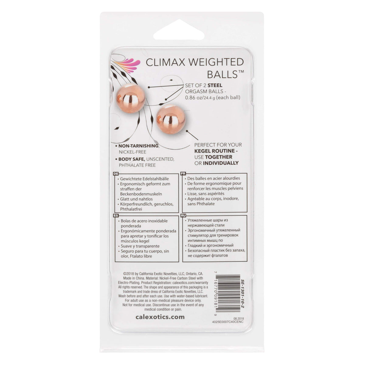 California Exotics - Steel Climax Weighted  Kegel Balls (Gold) Kegel Balls (Non Vibration) 716770091819 CherryAffairs