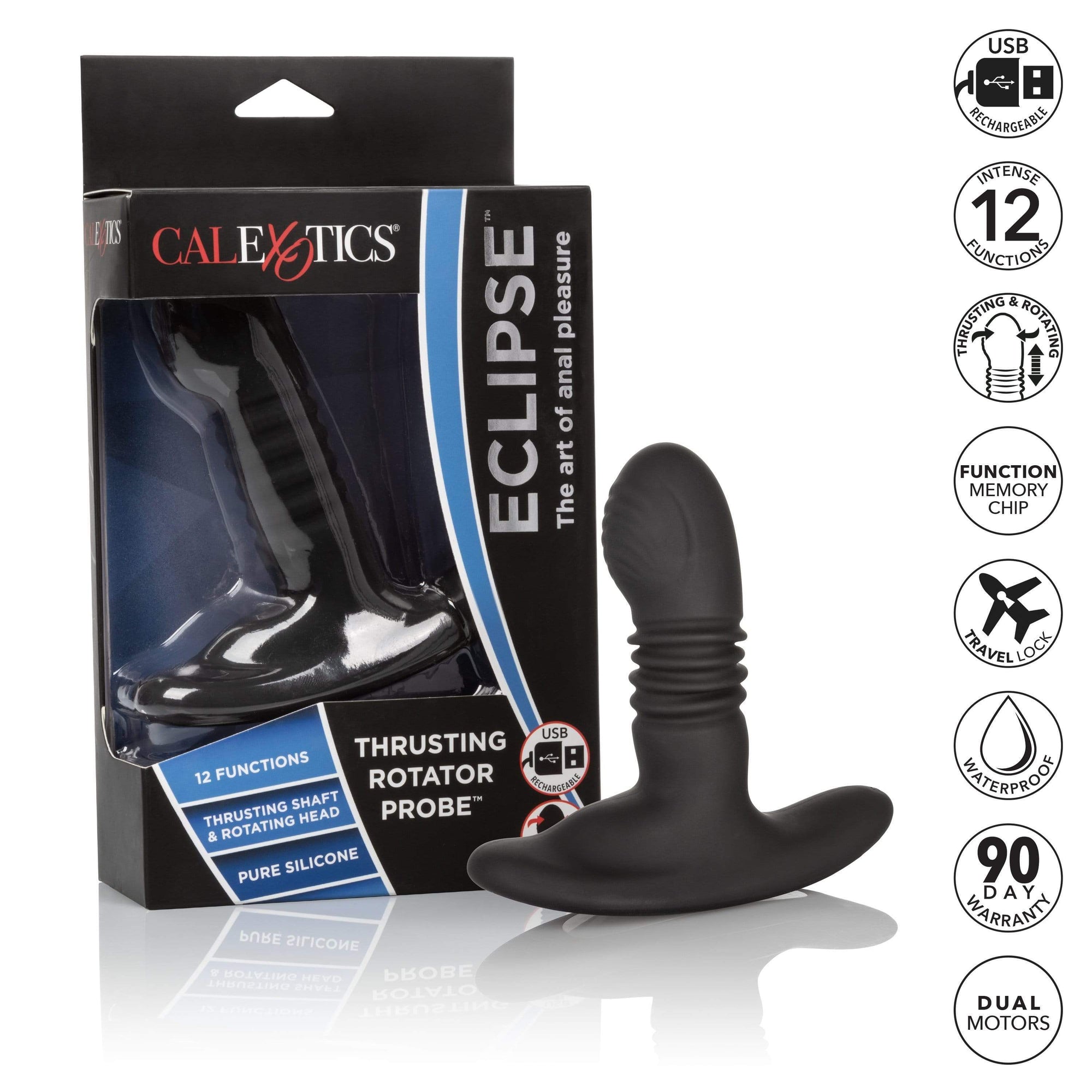 California Exotics - Eclipse Thrusting Rotator Probe Massager (Black) Prostate Massager (Vibration) Rechargeable