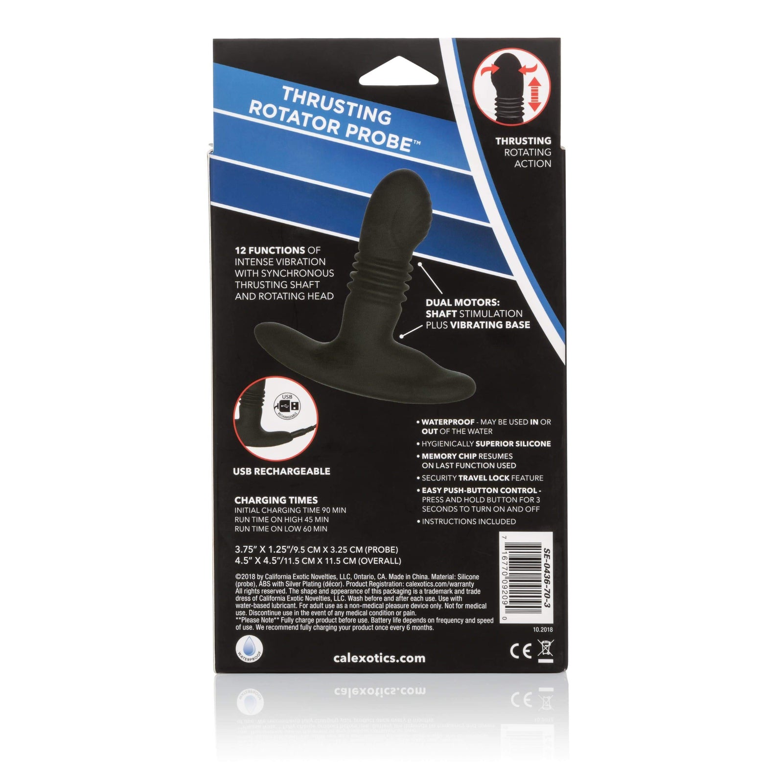 California Exotics - Eclipse Thrusting Rotator Probe Massager (Black) Prostate Massager (Vibration) Rechargeable