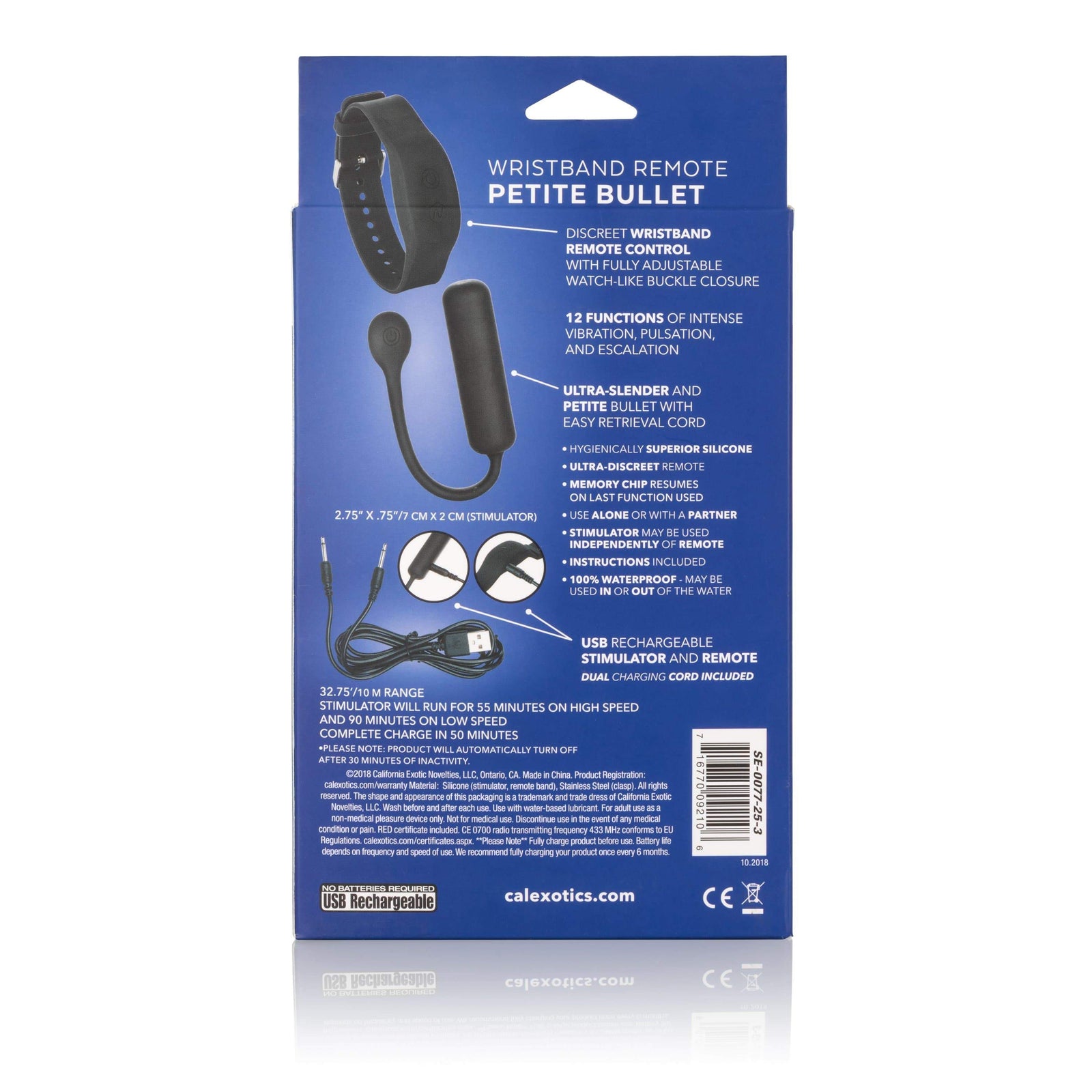 California Exotics - Wristband Remote Petite Bullet Vibrator (Black) Bullet (Vibration) Rechargeable