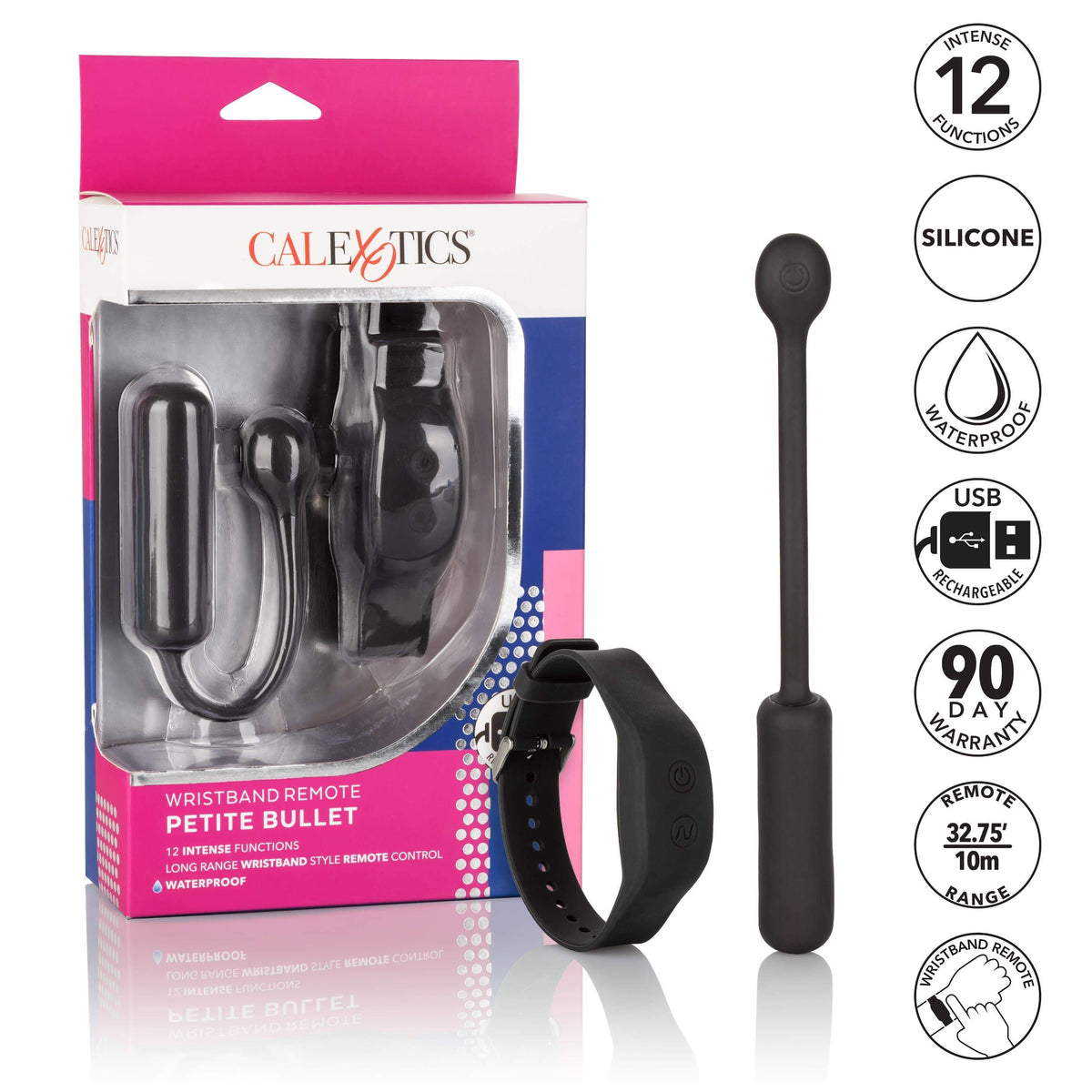 California Exotics - Wristband Remote Petite Bullet Vibrator (Black) Bullet (Vibration) Rechargeable