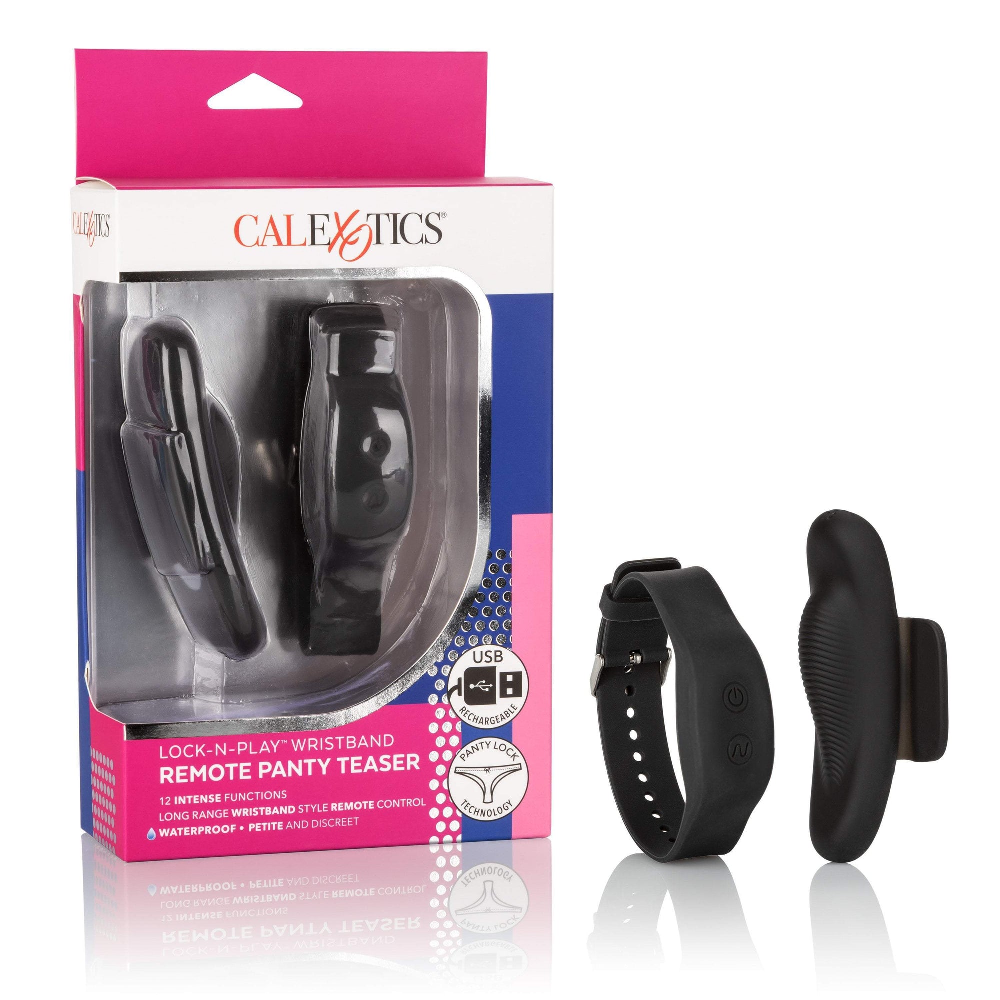 California Exotics - Lock-N-Play Wristband Remote Panty Vibrator (Black) Panties Massager Remote Control (Vibration) Rechargeable