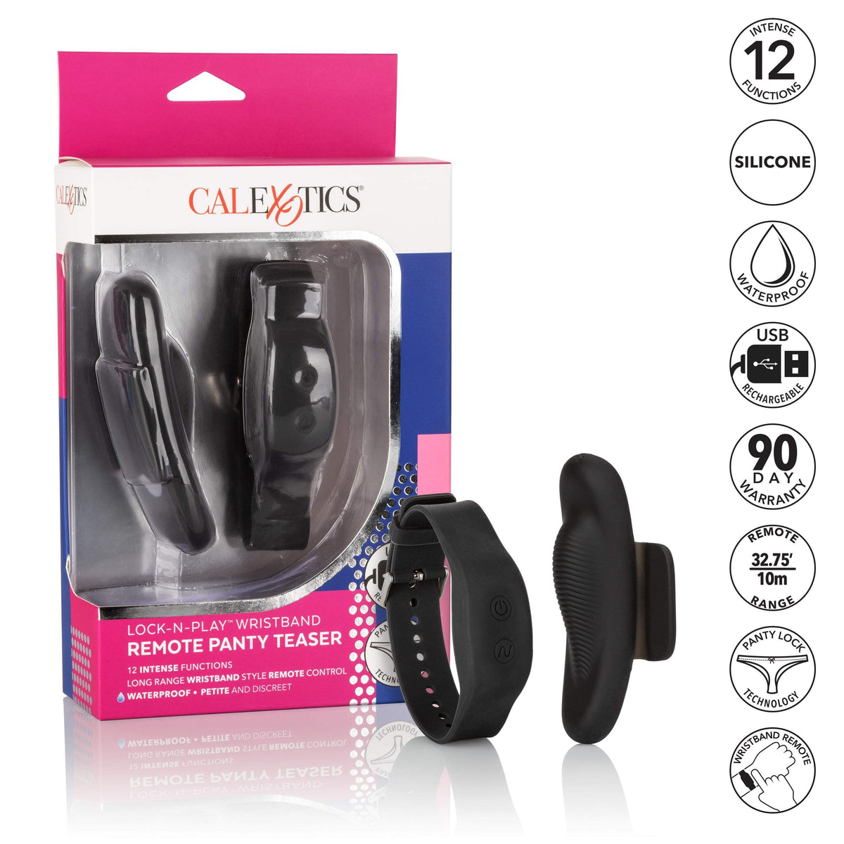 California Exotics - Lock-N-Play Wristband Remote Panty Vibrator (Black) Panties Massager Remote Control (Vibration) Rechargeable Durio Asia