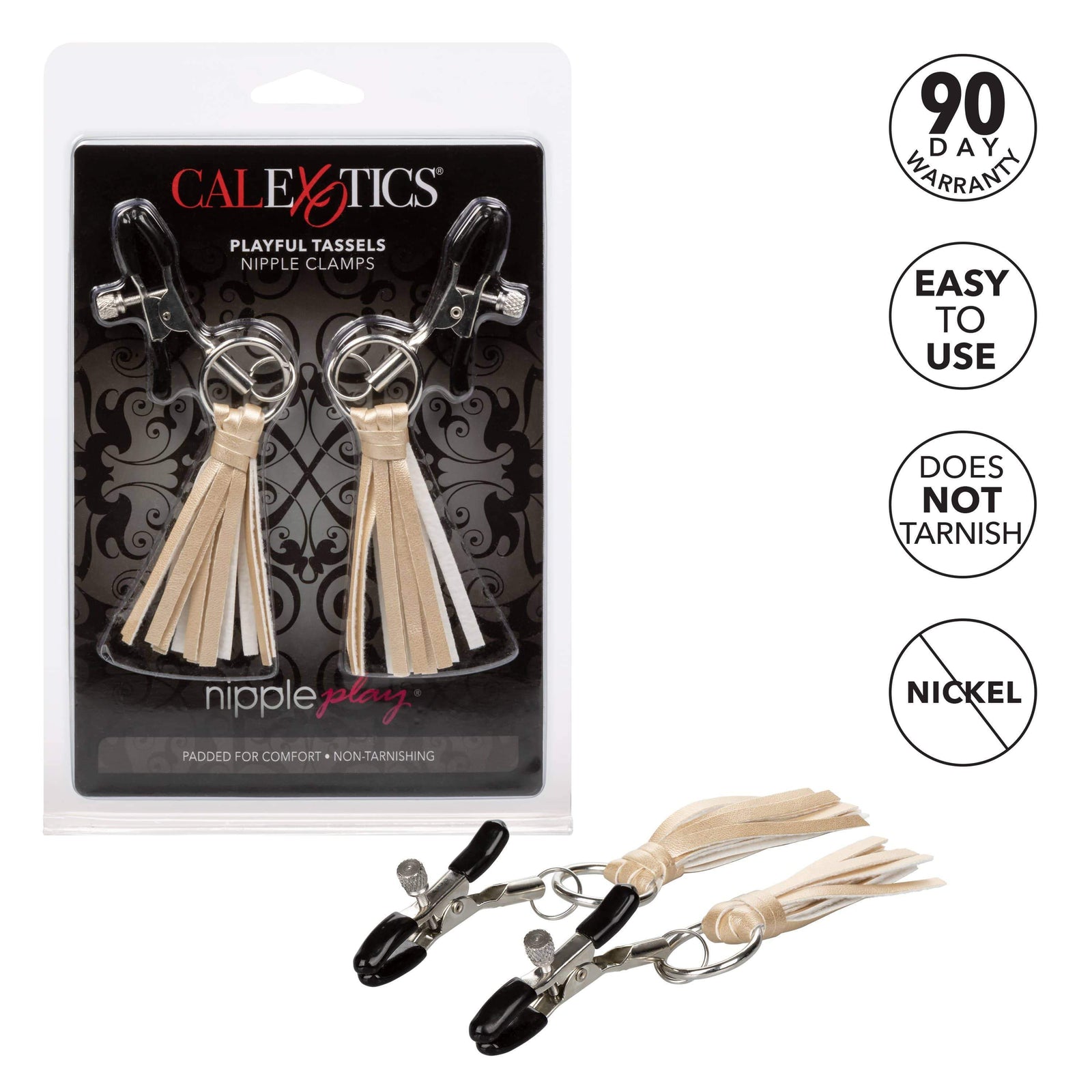 California Exotics - Nipple Play Playful Tassels Nipple Clamps (Gold) Nipple Clamps (Non Vibration) 716770092274 CherryAffairs