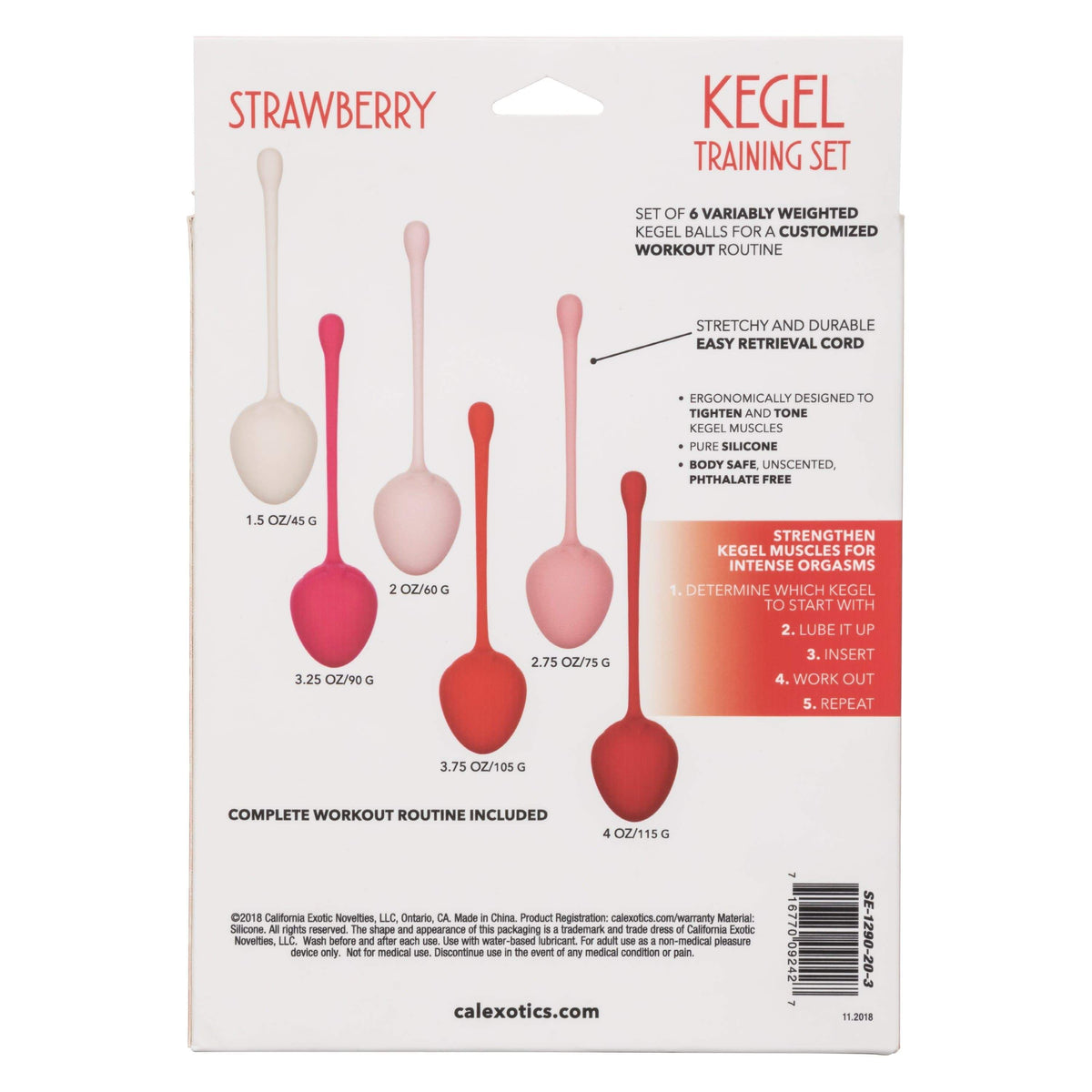 California Exotics - Strawberry Silicone Kegel Balls Training Set (Pink) Kegel Balls (Non Vibration) 716770092427 CherryAffairs