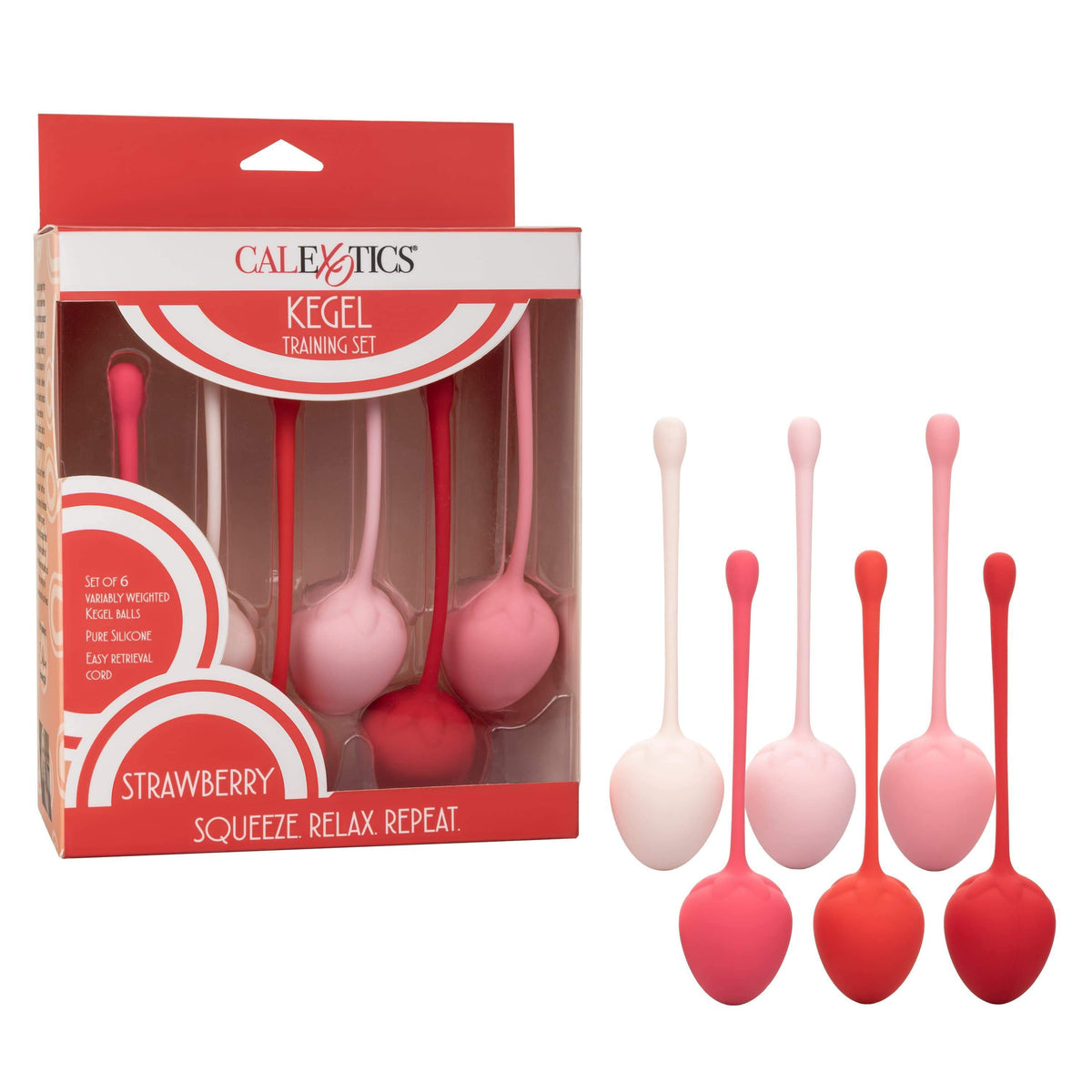 California Exotics - Strawberry Silicone Kegel Balls Training Set (Pink) Kegel Balls (Non Vibration) 716770092427 CherryAffairs