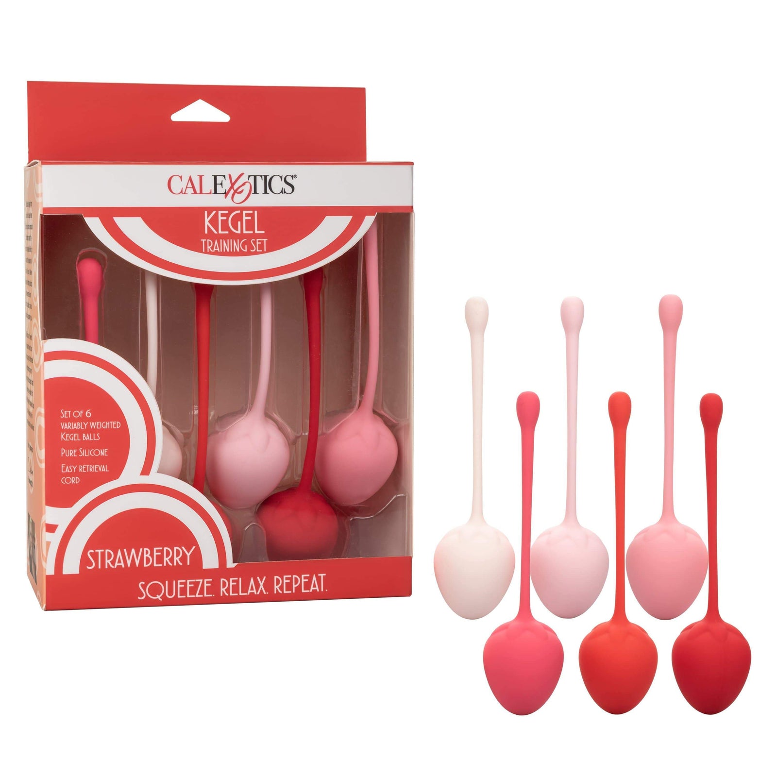 California Exotics - Strawberry Silicone Kegel Balls Training Set (Pink) Kegel Balls (Non Vibration) 716770092427 CherryAffairs