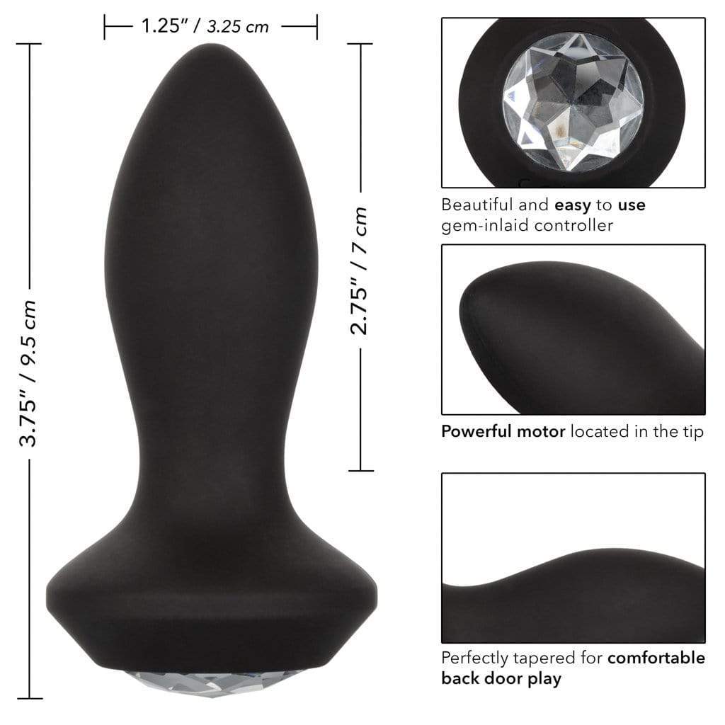 California Exotics - Power Gem Vibrating Petite Crystal Prostate Massager (Black) Prostate Massager (Vibration) Rechargeable 716770092502 CherryAffairs