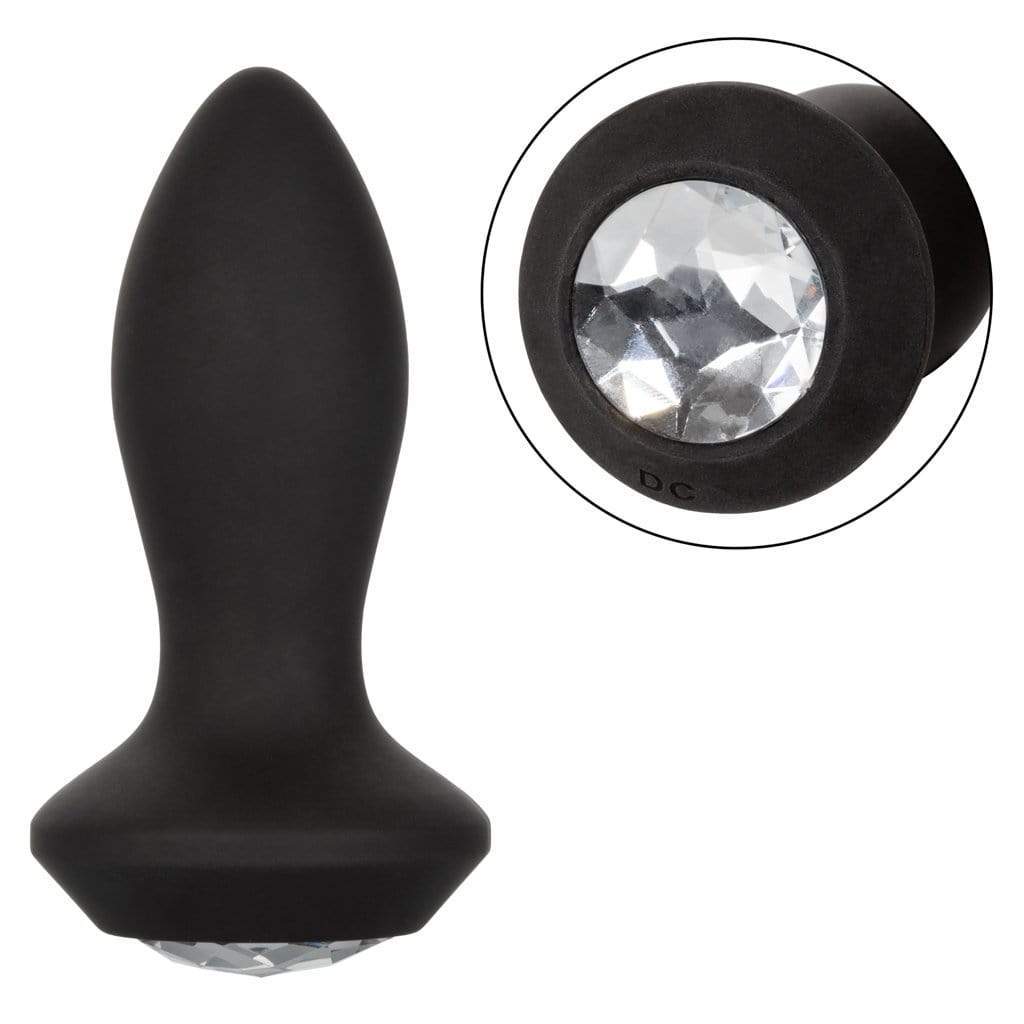 California Exotics - Power Gem Vibrating Petite Crystal Prostate Massager (Black) Prostate Massager (Vibration) Rechargeable 716770092502 CherryAffairs
