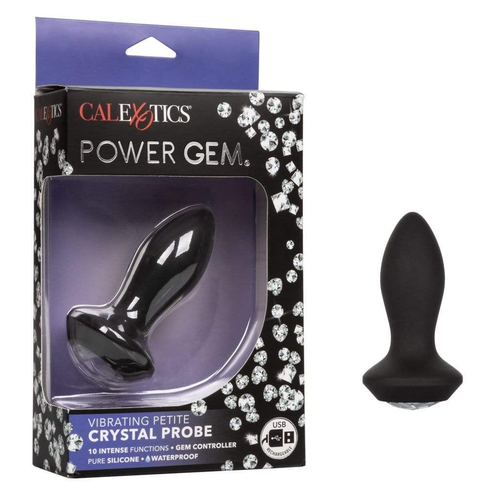 California Exotics - Power Gem Vibrating Petite Crystal Prostate Massager (Black) Prostate Massager (Vibration) Rechargeable 716770092502 CherryAffairs