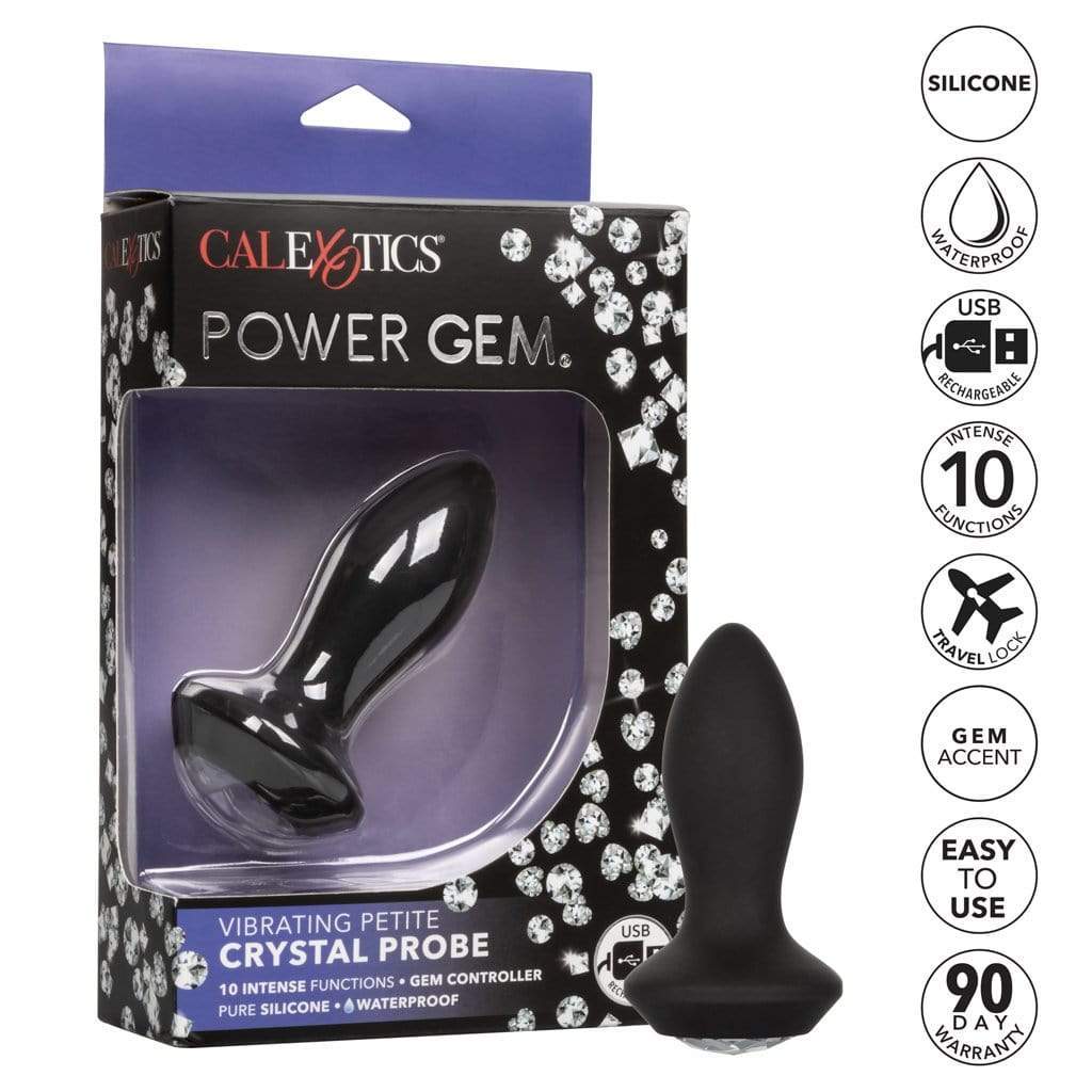 California Exotics - Power Gem Vibrating Petite Crystal Prostate Massager (Black) Prostate Massager (Vibration) Rechargeable Durio Asia