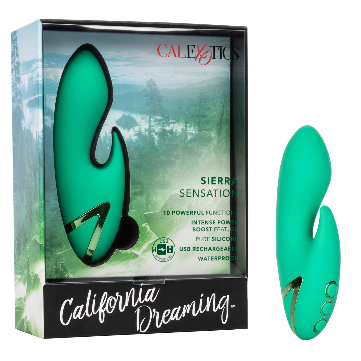 California Exotics - California Dreaming Sierra Sensation Rabbit Vibrator (Green) Rabbit Dildo (Vibration) Rechargeable