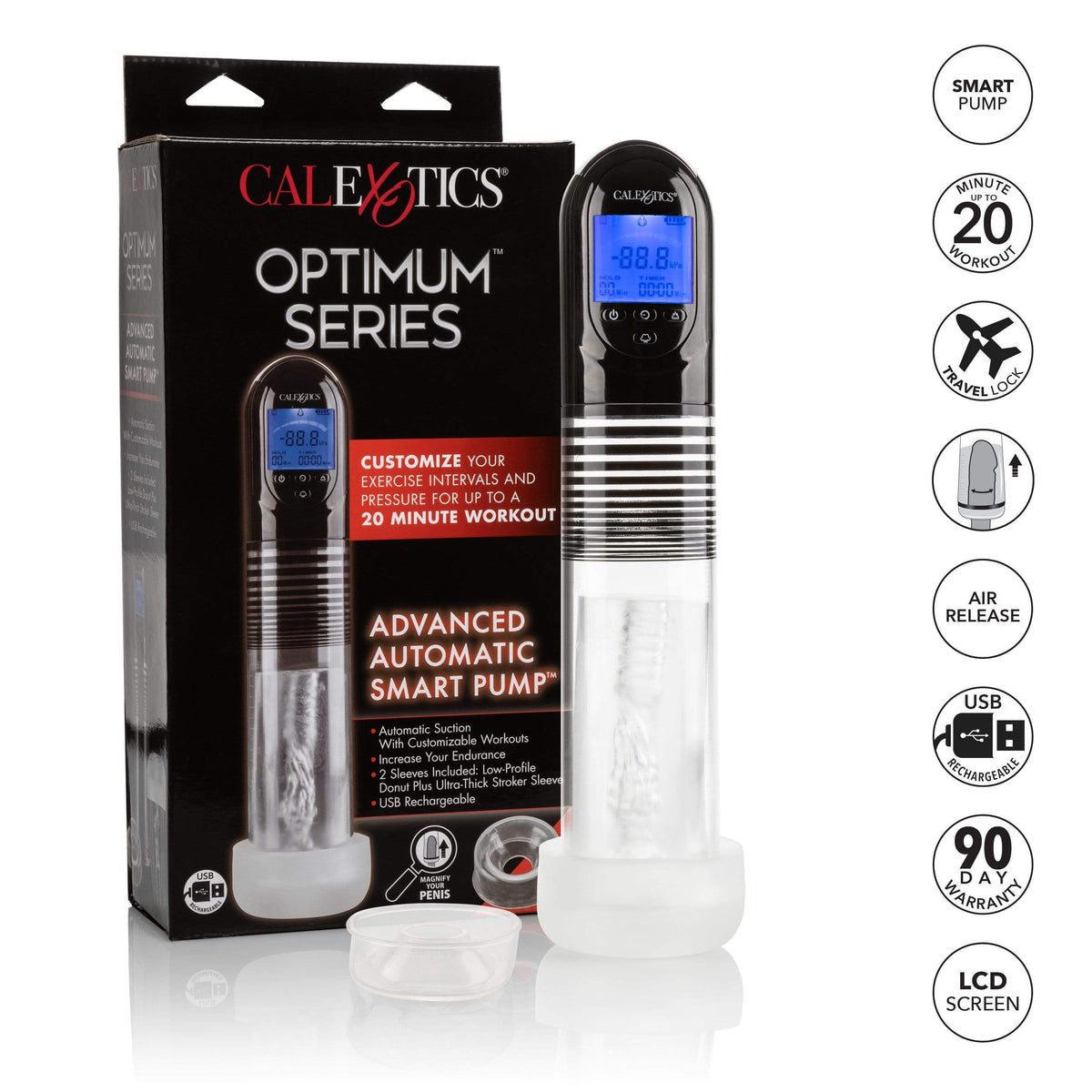 California Exotics - Optimum Series Advanced Automatic Smart Penis Pump (Clear) Penis Pump (Vibration) Rechargeable