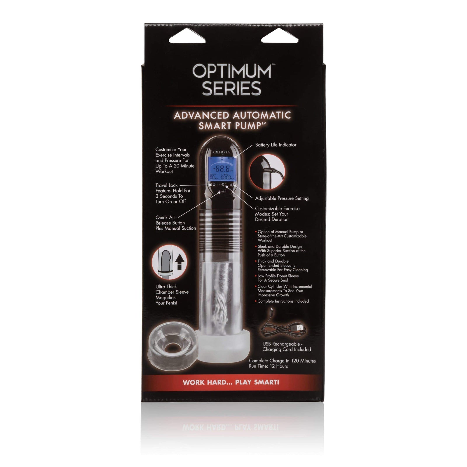 California Exotics - Optimum Series Advanced Automatic Smart Penis Pump (Clear) Penis Pump (Vibration) Rechargeable