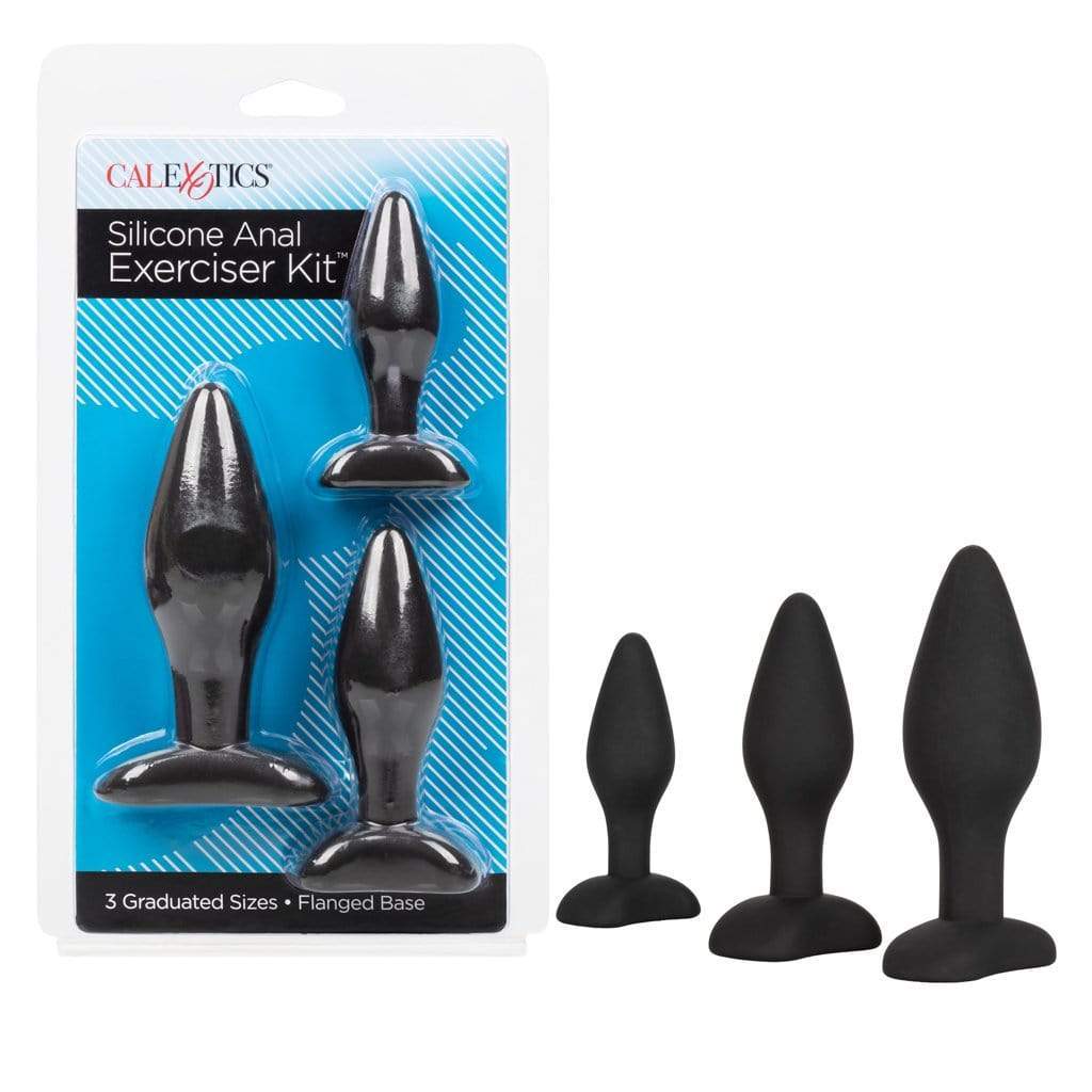 California Exotics - Silicone Flanged Based Anal Exerciser Kit (Black) Anal Kit (Non Vibration) 716770093103 CherryAffairs