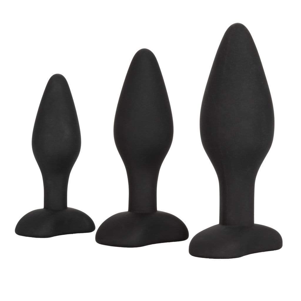 California Exotics - Silicone Flanged Based Anal Exerciser Kit (Black) Anal Kit (Non Vibration) 716770093103 CherryAffairs