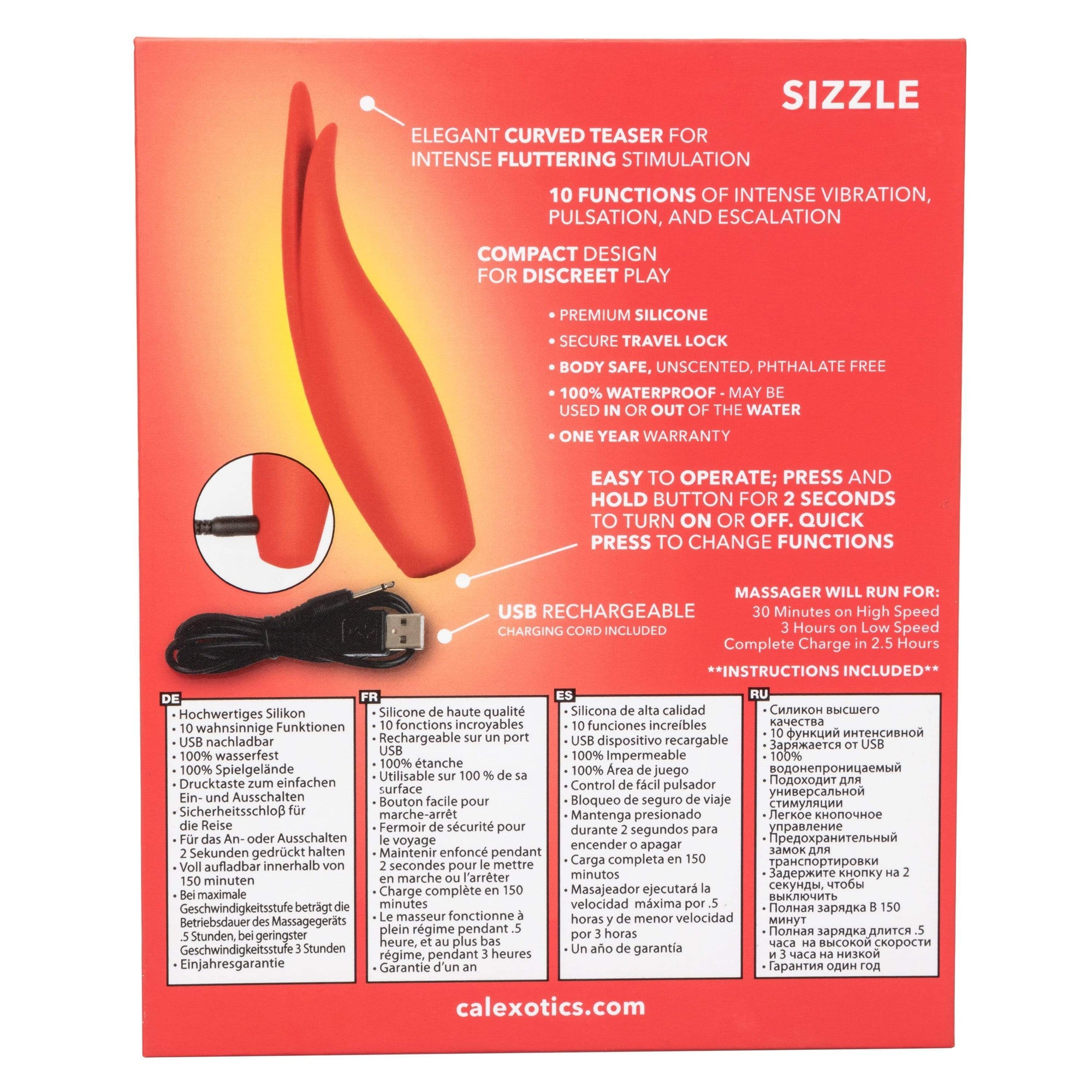 California Exotics - Red Hot Sizzle Clit Massager (Red) Clit Massager (Vibration) Rechargeable