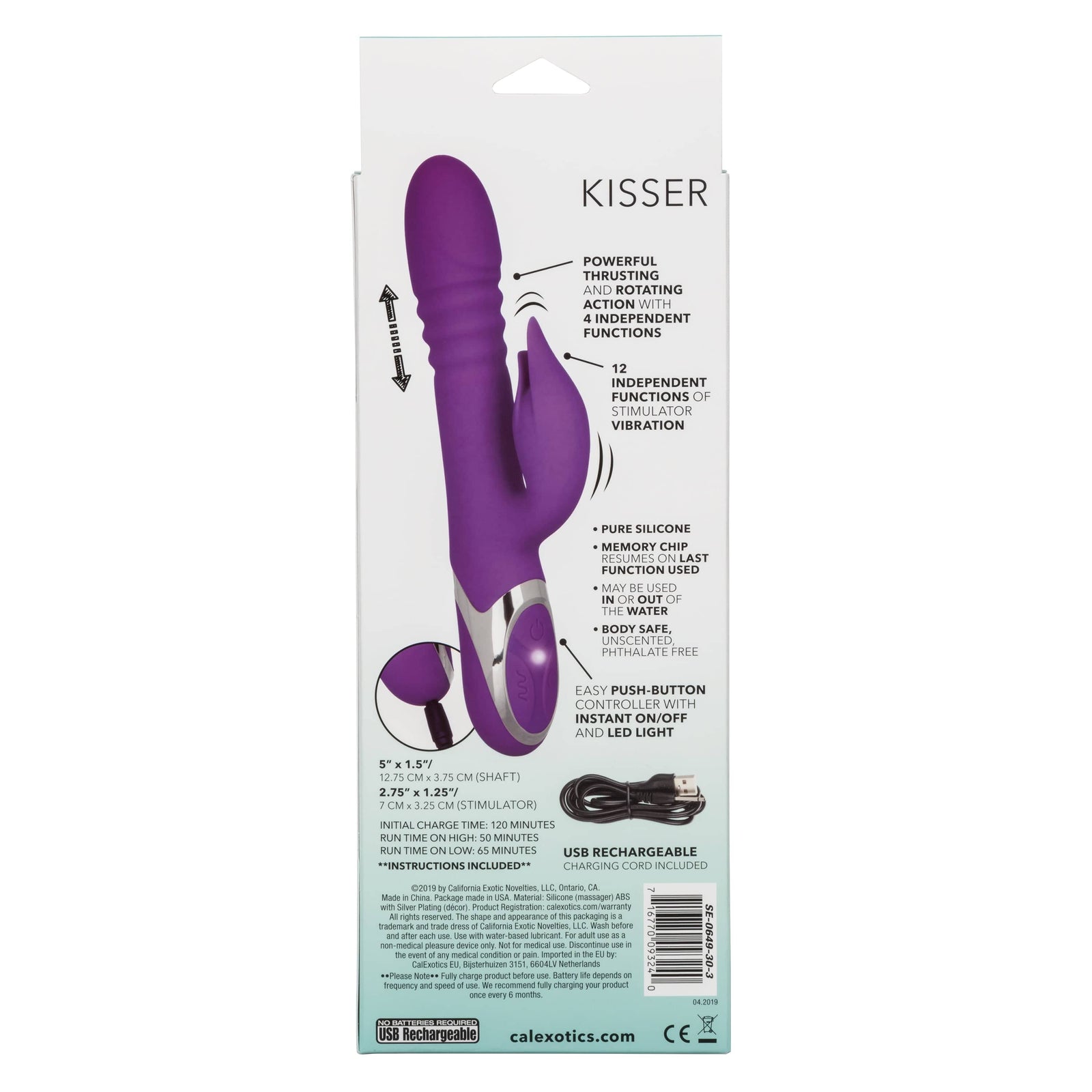 California Exotics - Enchanted Kisser Thrusting Rabbit Vibrator (Purple) Rabbit Dildo (Vibration) Rechargeable 716770093240 CherryAffairs