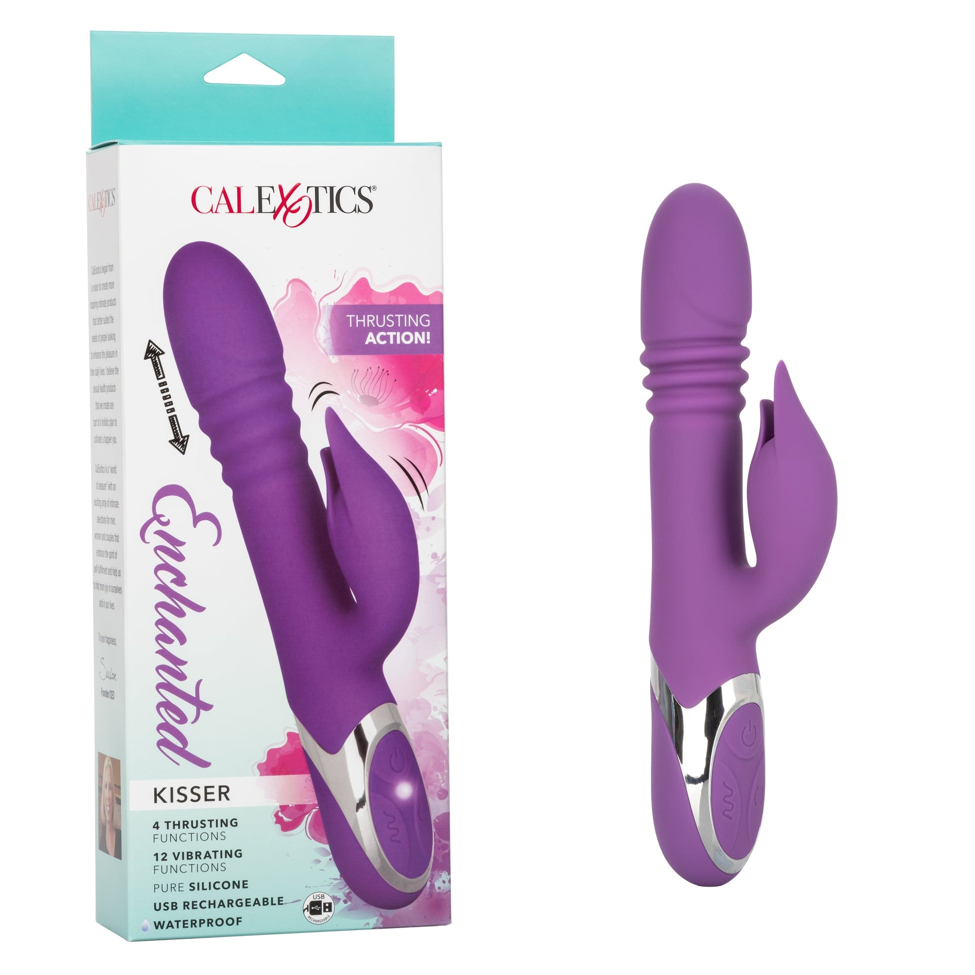 California Exotics - Enchanted Kisser Thrusting Rabbit Vibrator (Purple) Rabbit Dildo (Vibration) Rechargeable 716770093240 CherryAffairs