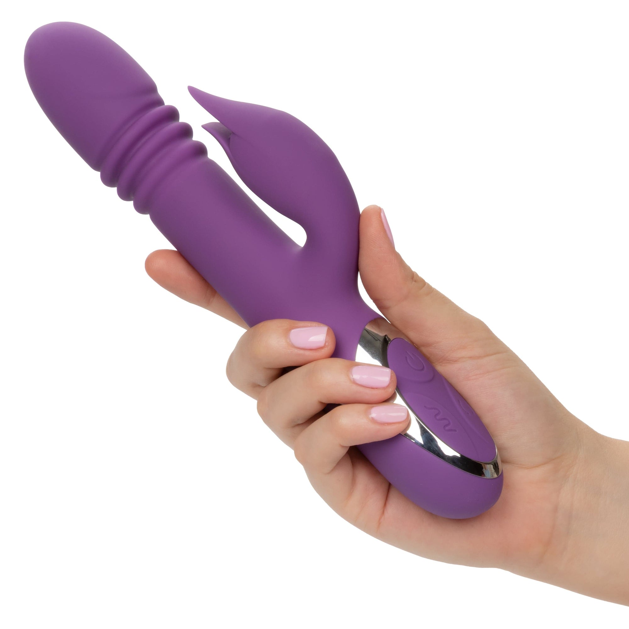 California Exotics - Enchanted Kisser Thrusting Rabbit Vibrator (Purple) Rabbit Dildo (Vibration) Rechargeable 716770093240 CherryAffairs