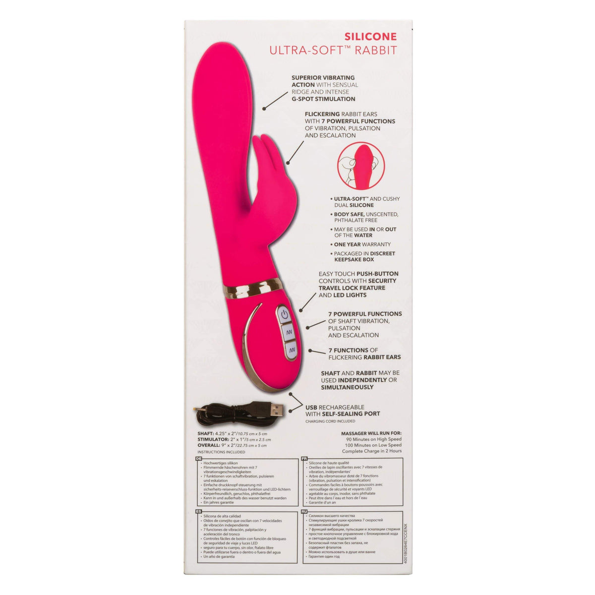 California Exotics - Jack Rabbit Signature Silicone Ultra Soft Rabbit Vibrator (Pink) Rabbit Dildo (Vibration) Rechargeable 716770093264 CherryAffairs