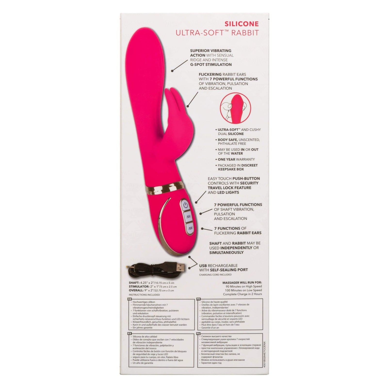 California Exotics - Jack Rabbit Signature Silicone Ultra Soft Rabbit Vibrator (Pink) Rabbit Dildo (Vibration) Rechargeable 716770093264 CherryAffairs